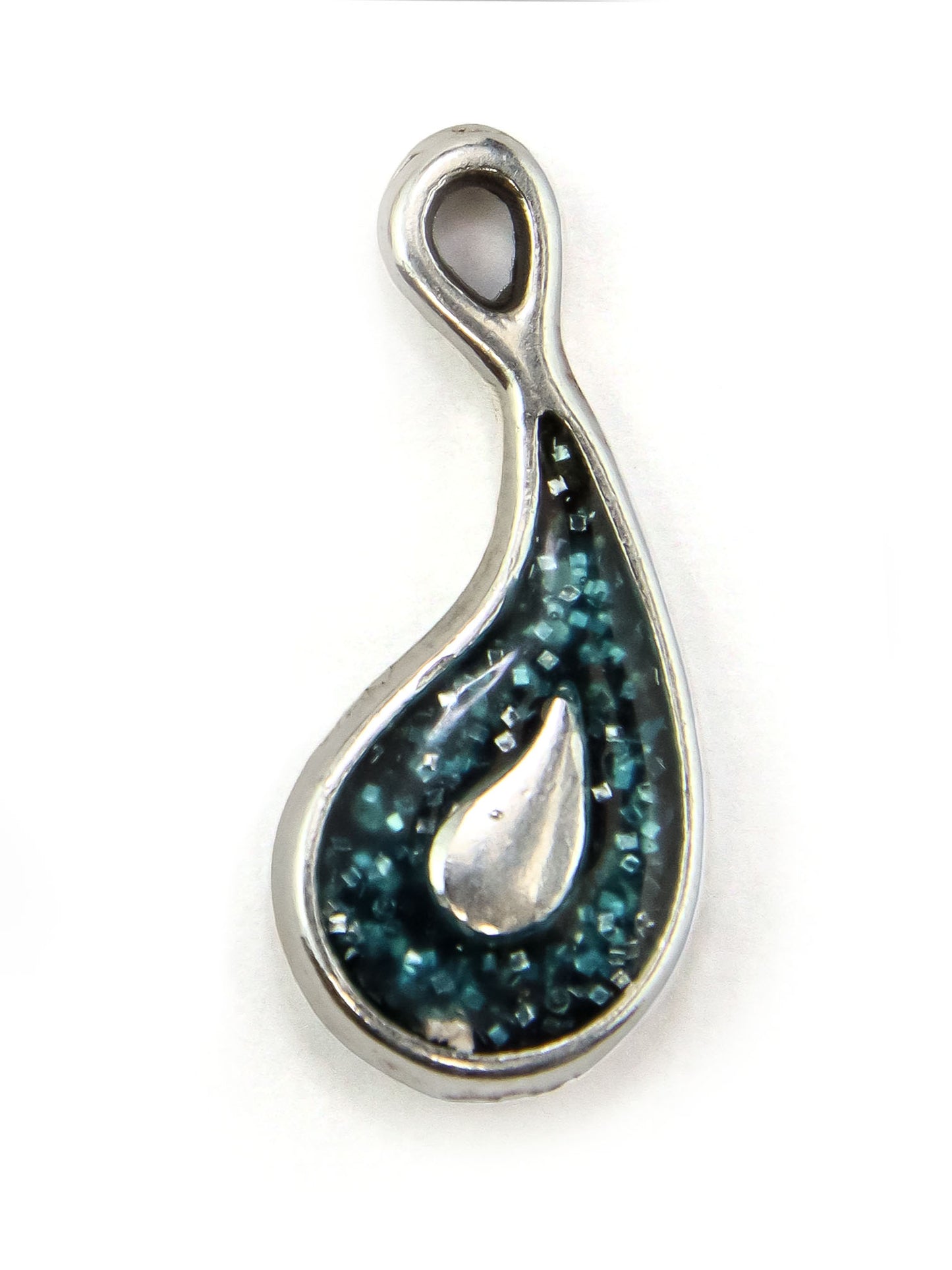 Pendentif larme paillettée zamak 18 mm