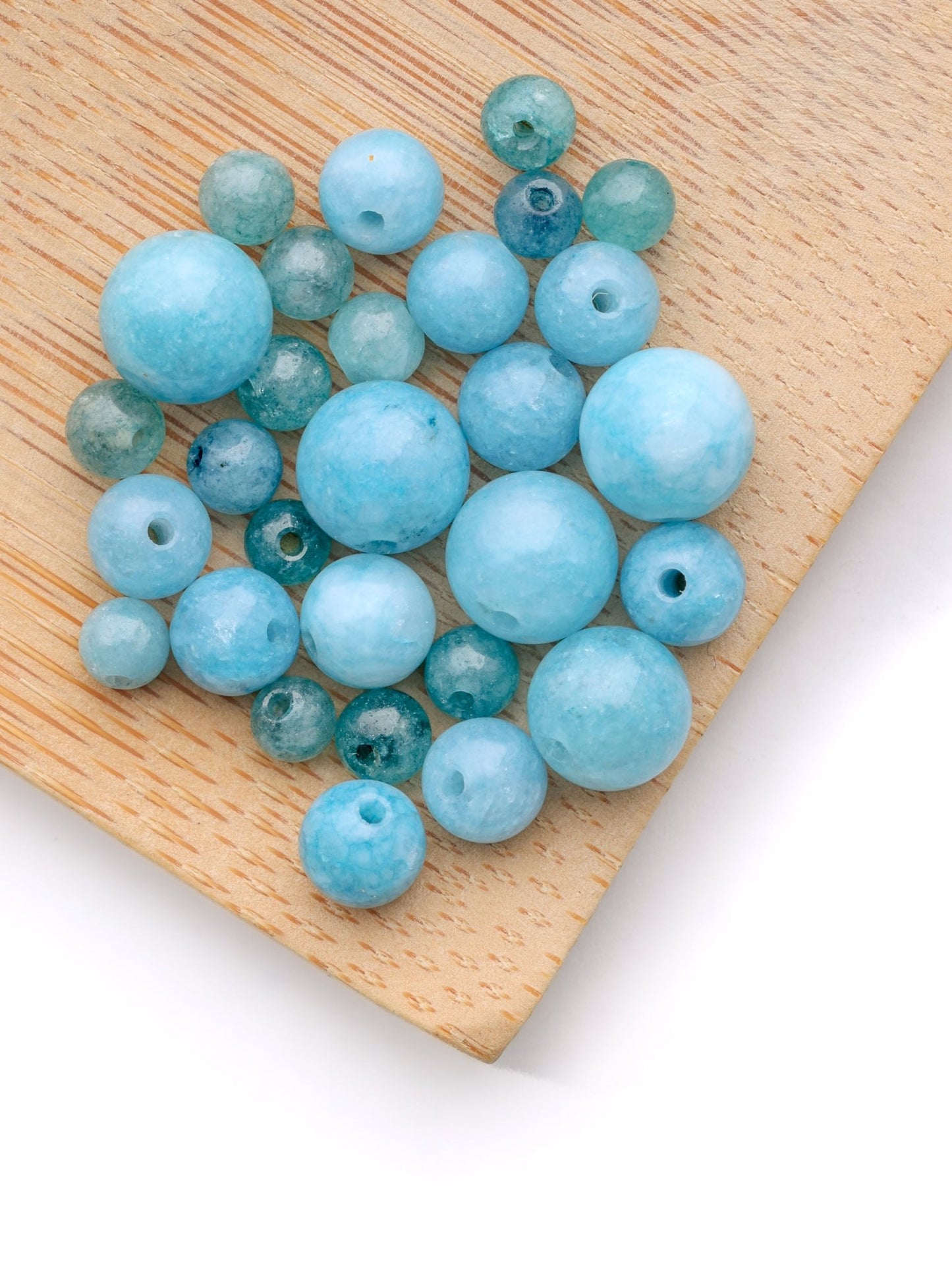 Perles de Jade Bleue - Solyluna Macramé