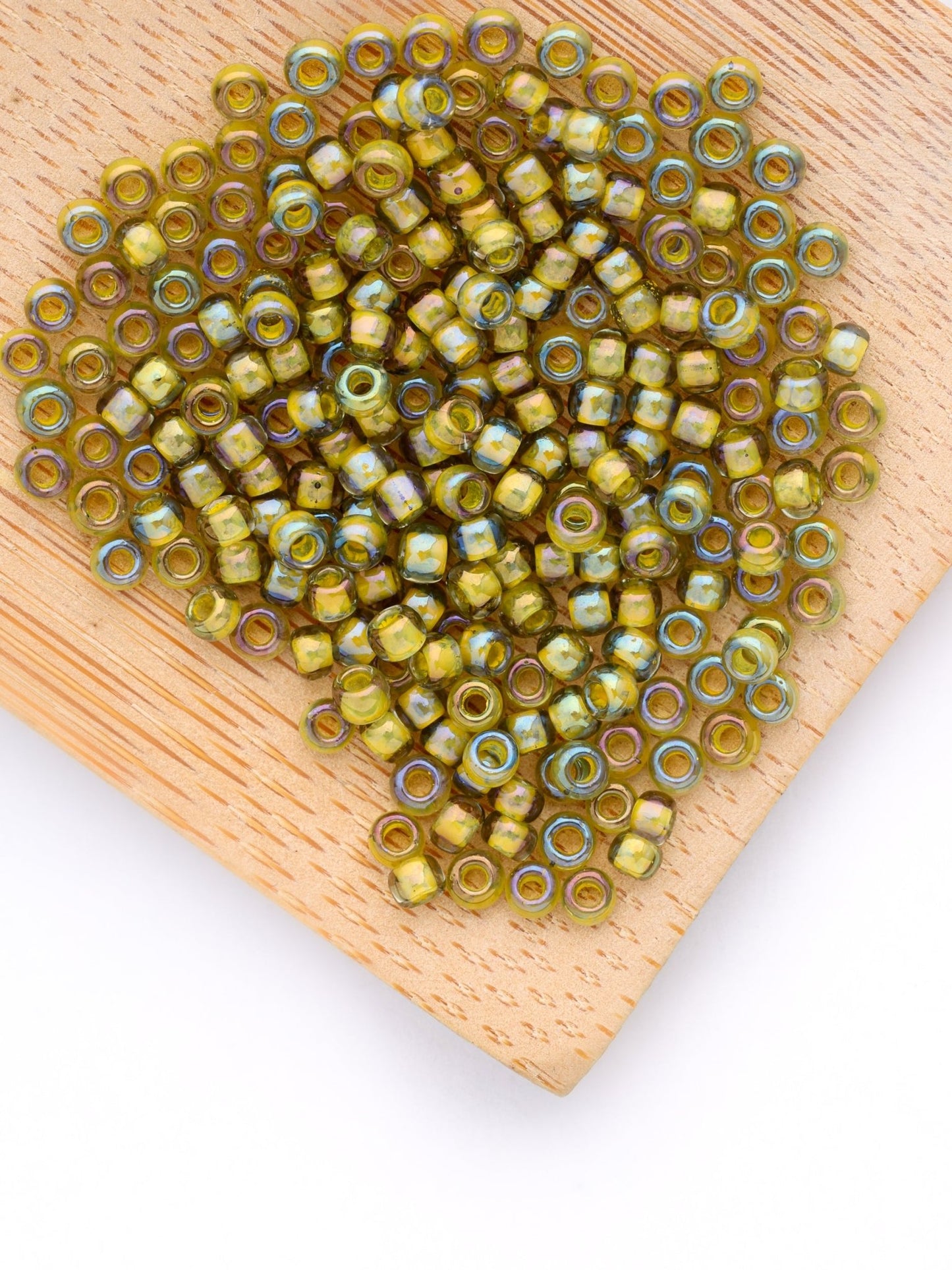 Perles de rocailles - Kaki irisé - Solyluna Macramé