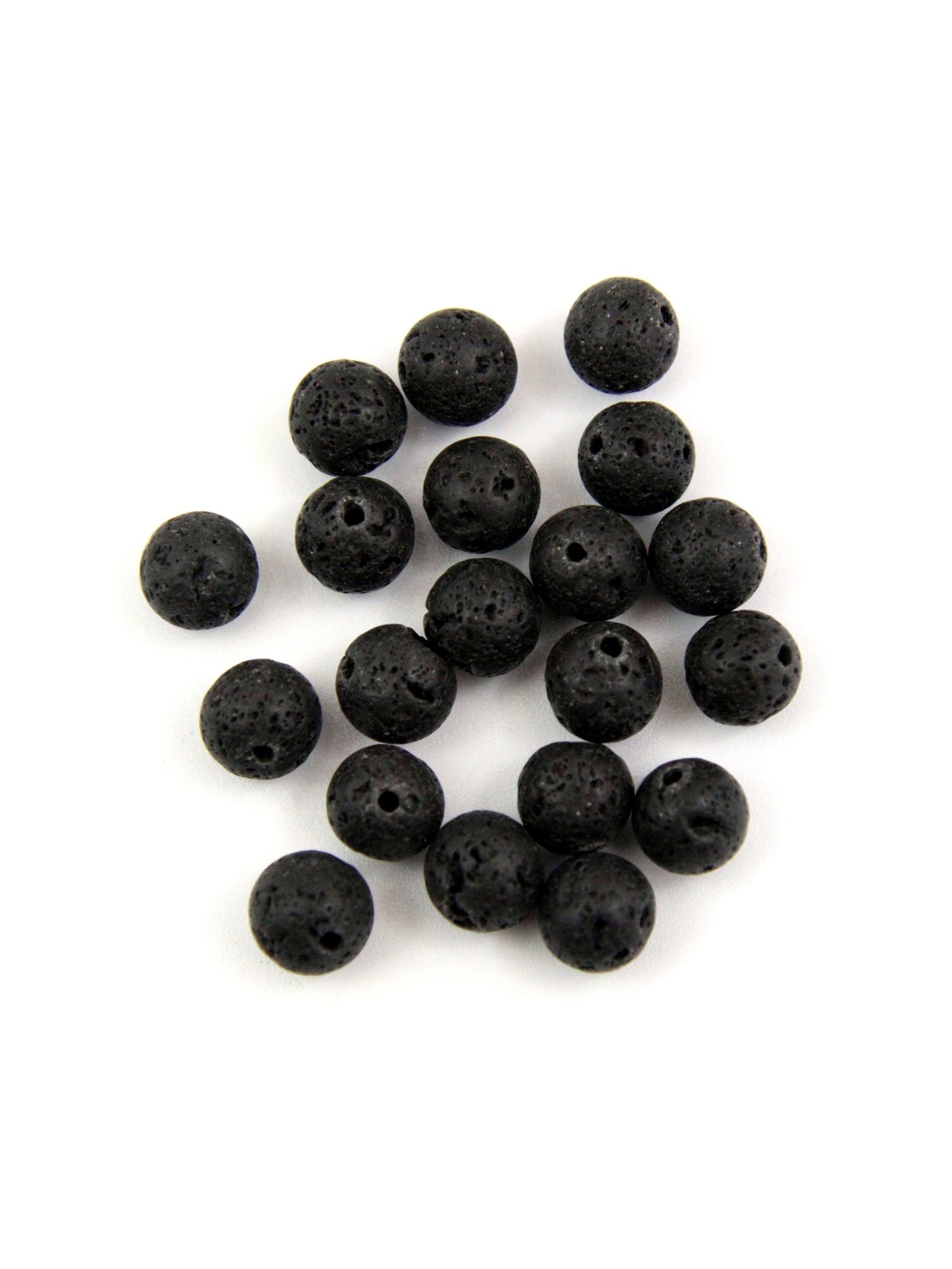 Perles rondes noires en pierre de lave – 4, 6 ou 8 mm - Solyluna Macramé