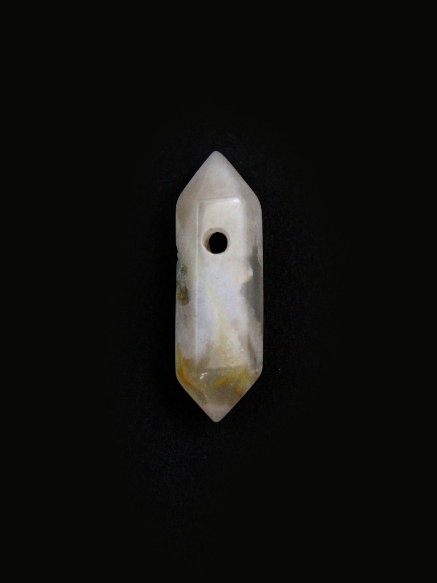 Pierre double pointe trouée calibrée, 12 pierres naturelles - Solyluna Macramé