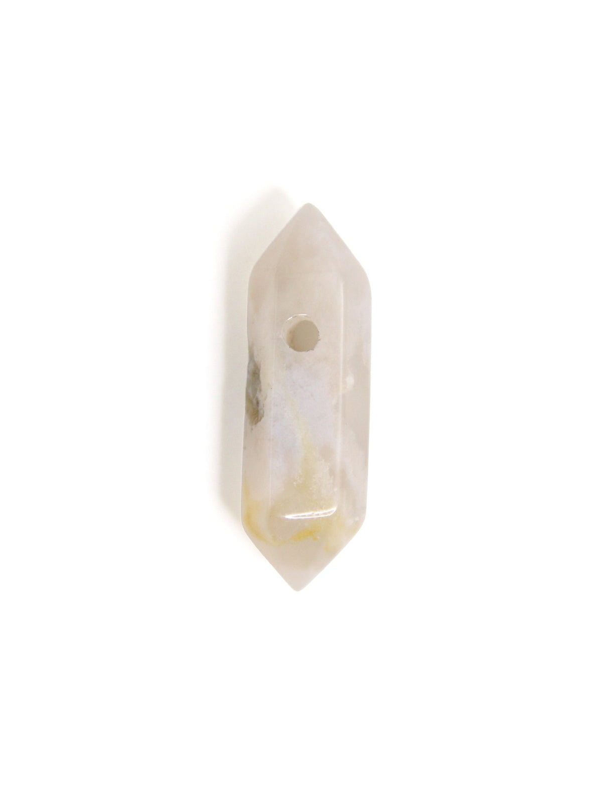 Pierre double pointe trouée calibrée, 12 pierres naturelles - Solyluna Macramé