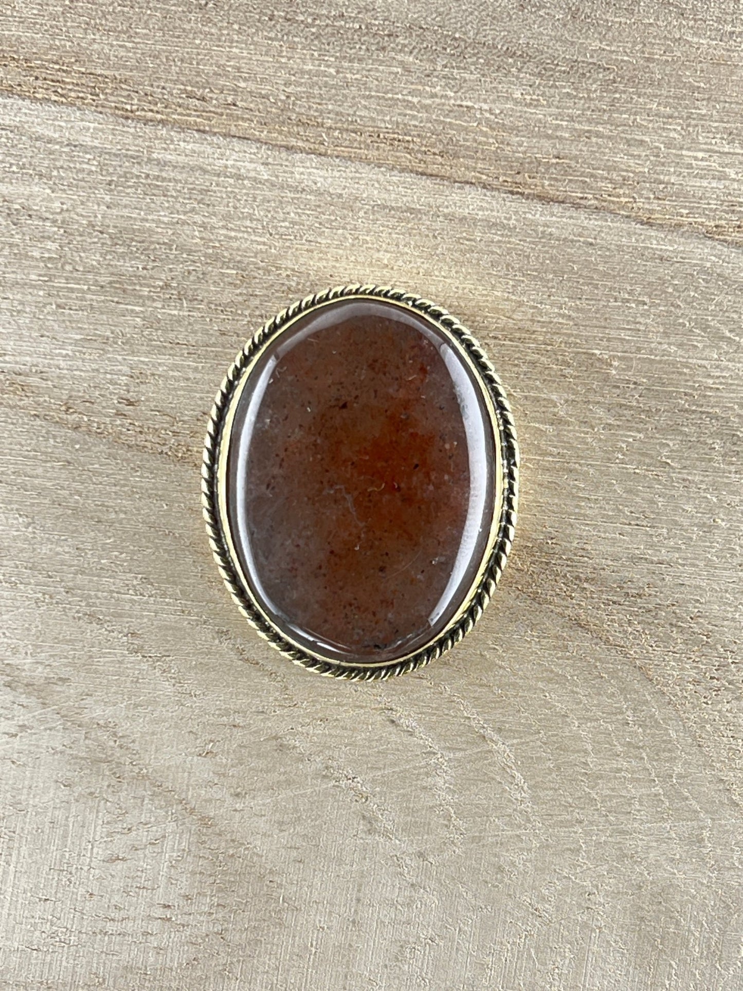 Quartz Fraise sertie doré n°D4 (3,7cm x 2,6cm) - Solyluna Macramé
