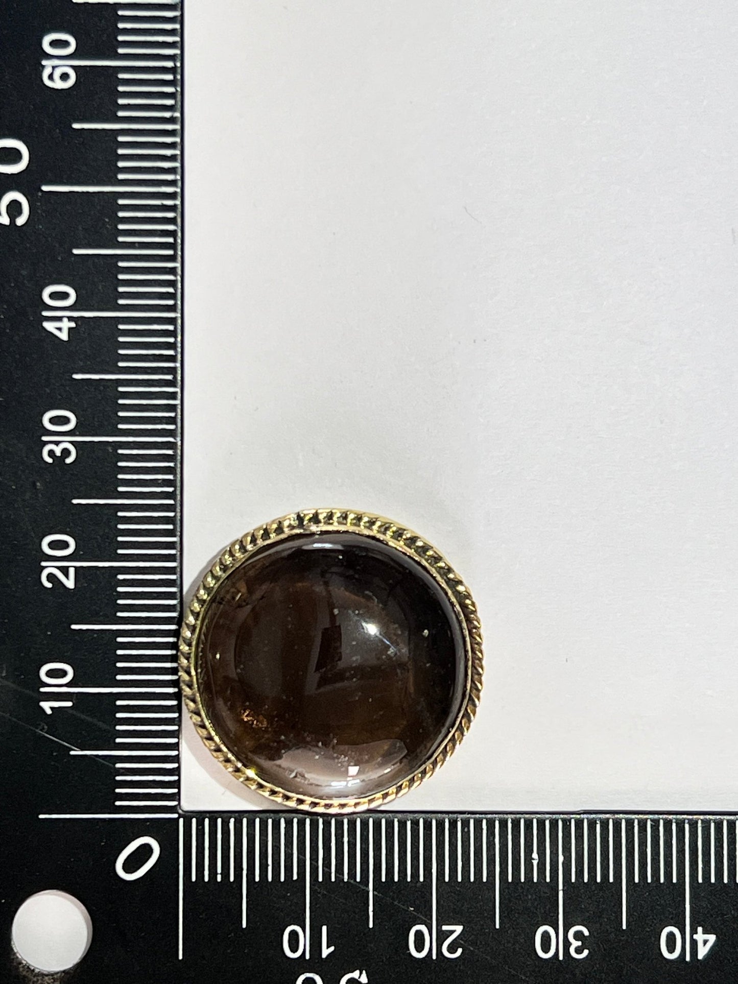 Quartz Fumé sertie doré n°D1 (2,4cm de diamètre) - Solyluna Macramé