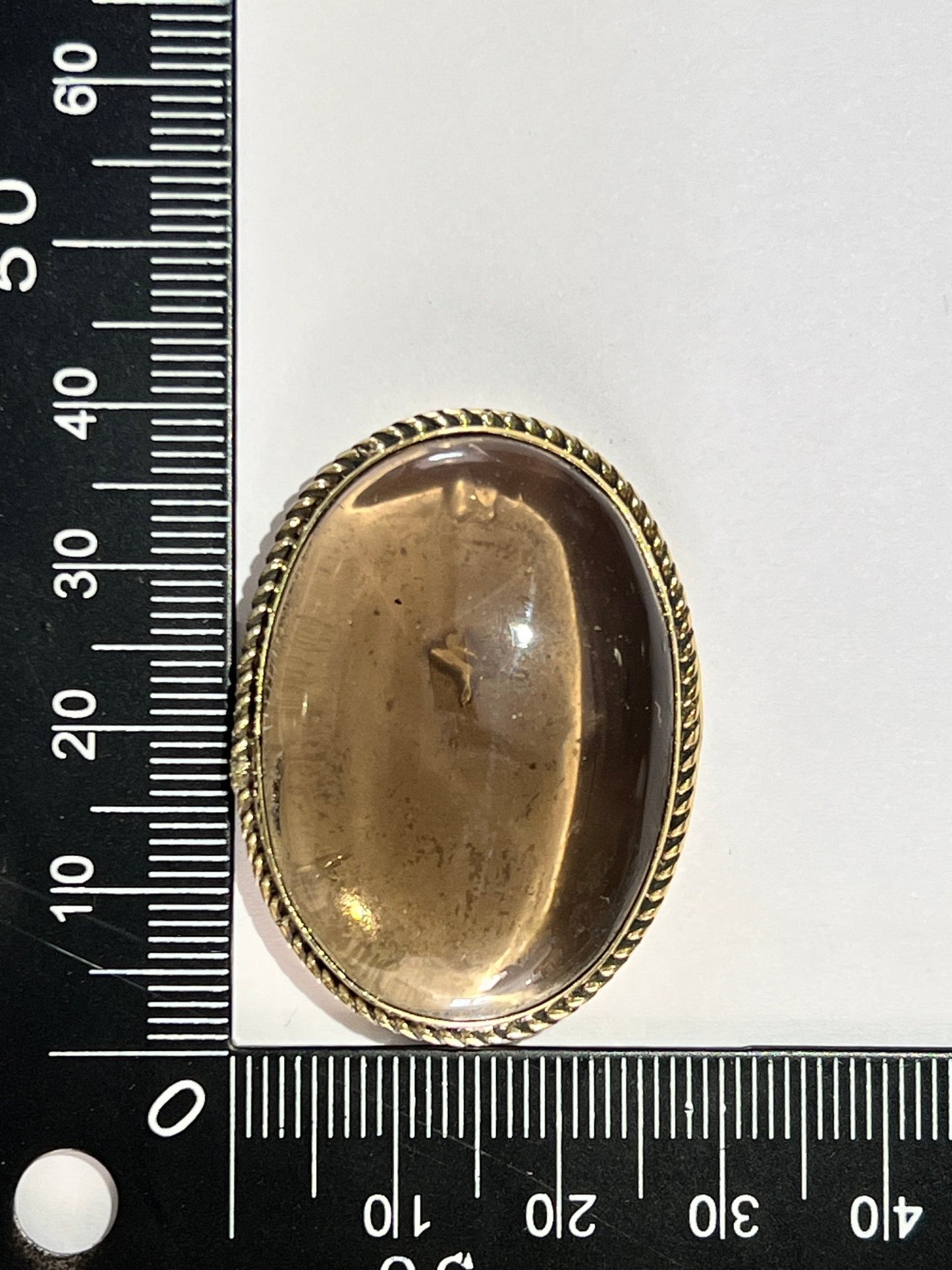 Quartz Fumé sertie doré n°D4 (3,9cm x 2,9cm) - Solyluna Macramé