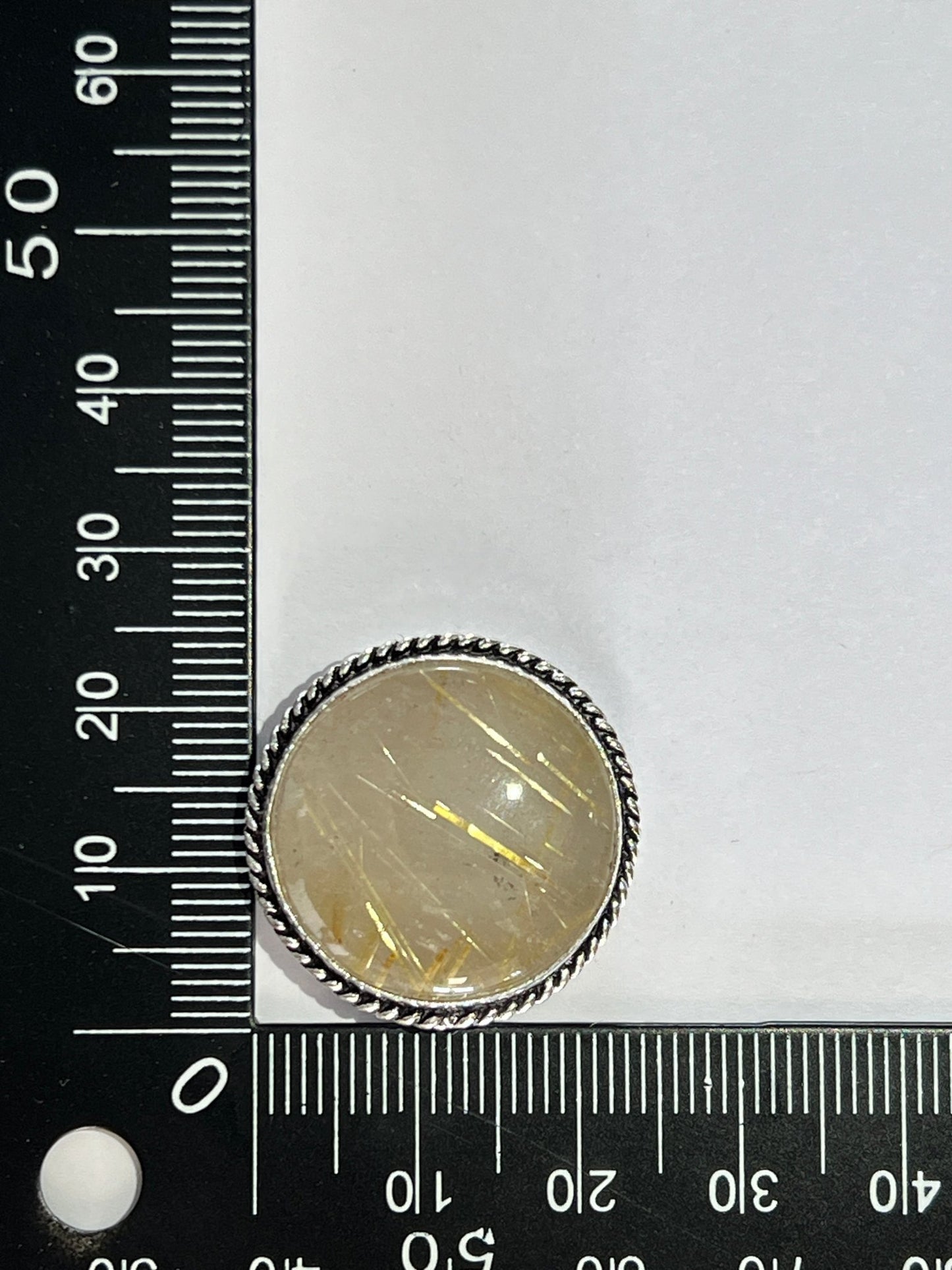 Quartz Rutile sertie argenté n°A2 (2,4cm x 2,4cm) - Solyluna Macramé