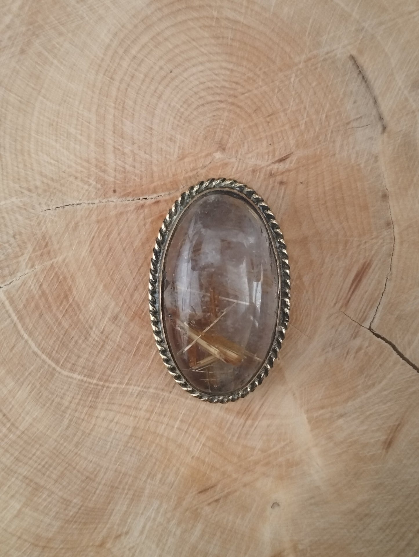 Quartz Rutile sertie doré n°D5 (2,6cm x 1,6cm) - Solyluna Macramé