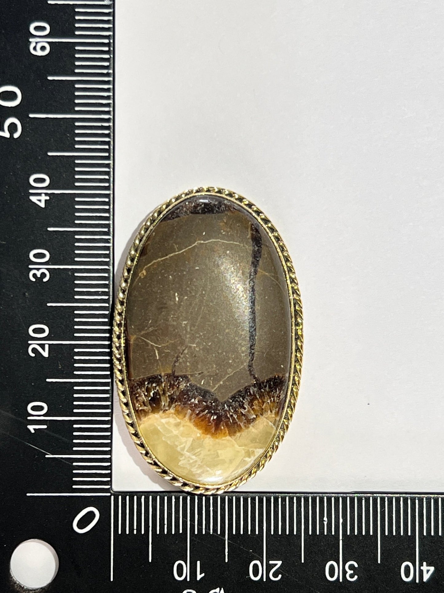 Septaria jaune sertie doré n°D24cm x 2,4cm) - Solyluna Macramé