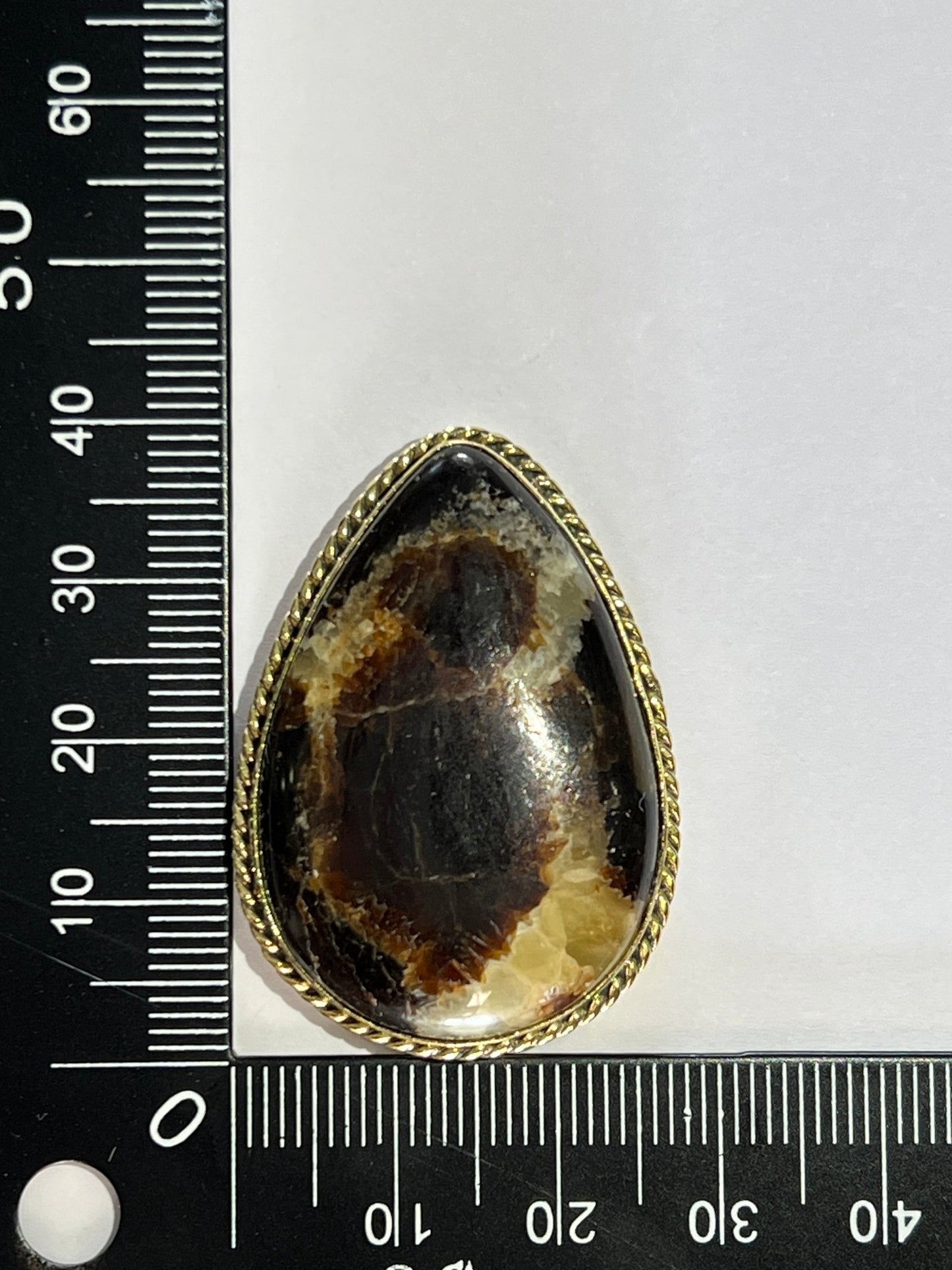 Septaria jaune sertie doré n°D5 (3,9cm x 2,7cm) - Solyluna Macramé