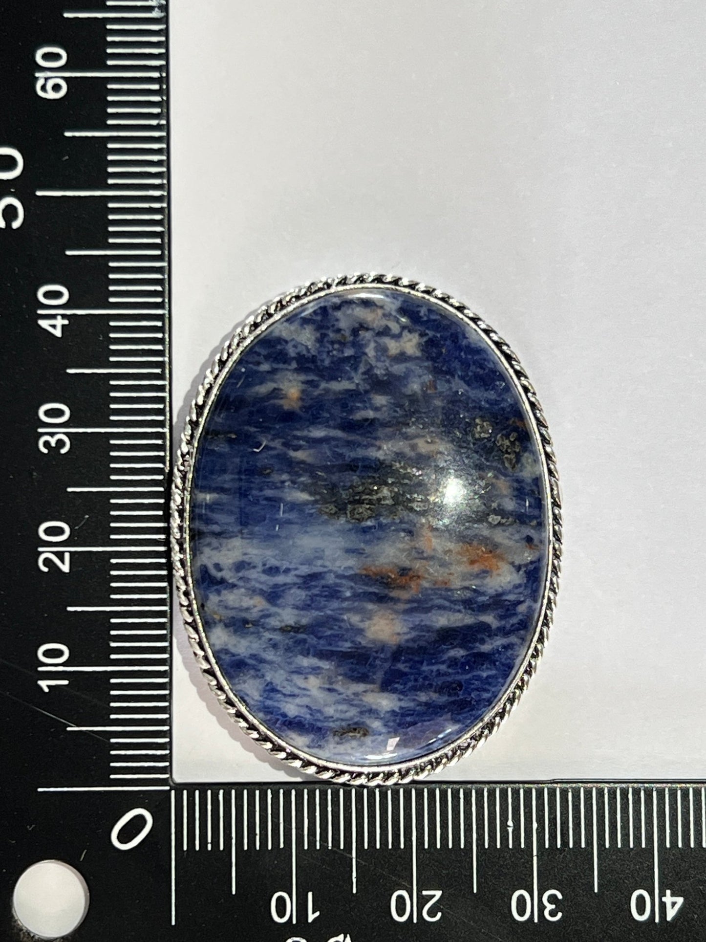 Sodalite sertie argenté n°A3 (4,3cm x 3,3cm) - Solyluna Macramé