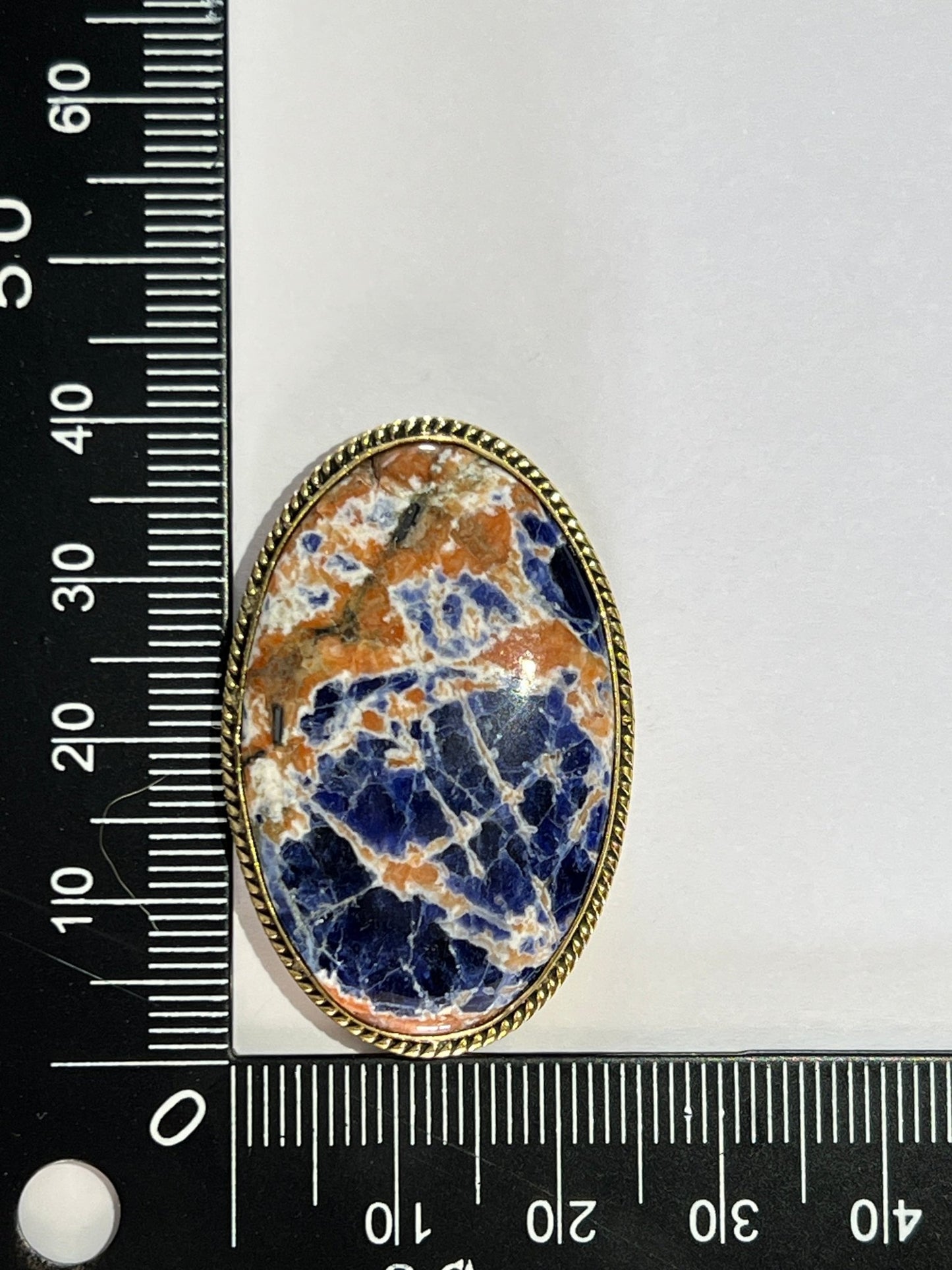 Sodalite sertie doré n°D4 (4cm x 2,5cm) - Solyluna Macramé