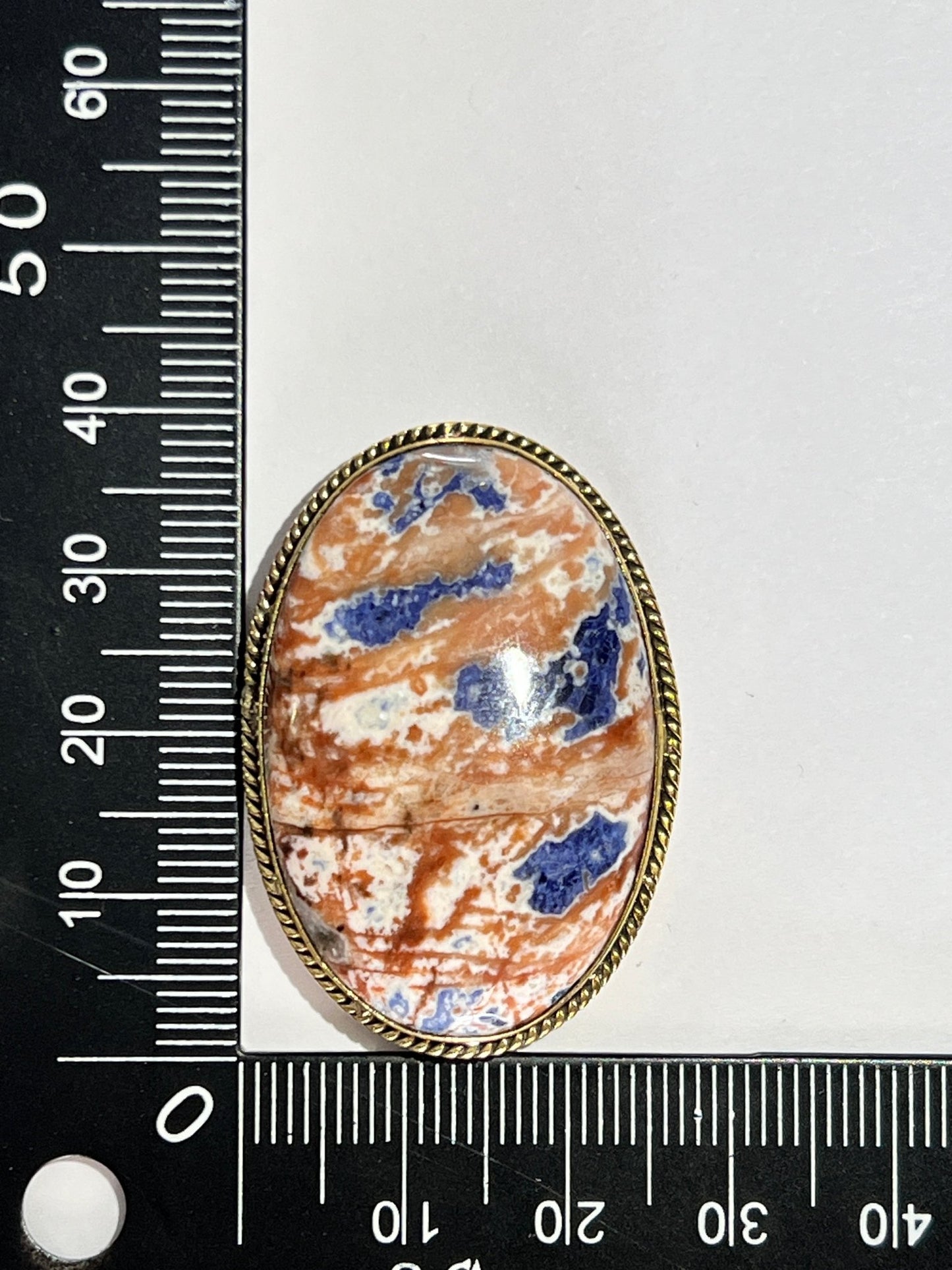 Sodalite sertie doré n°D5 (3,8cm x 2,7cm) - Solyluna Macramé