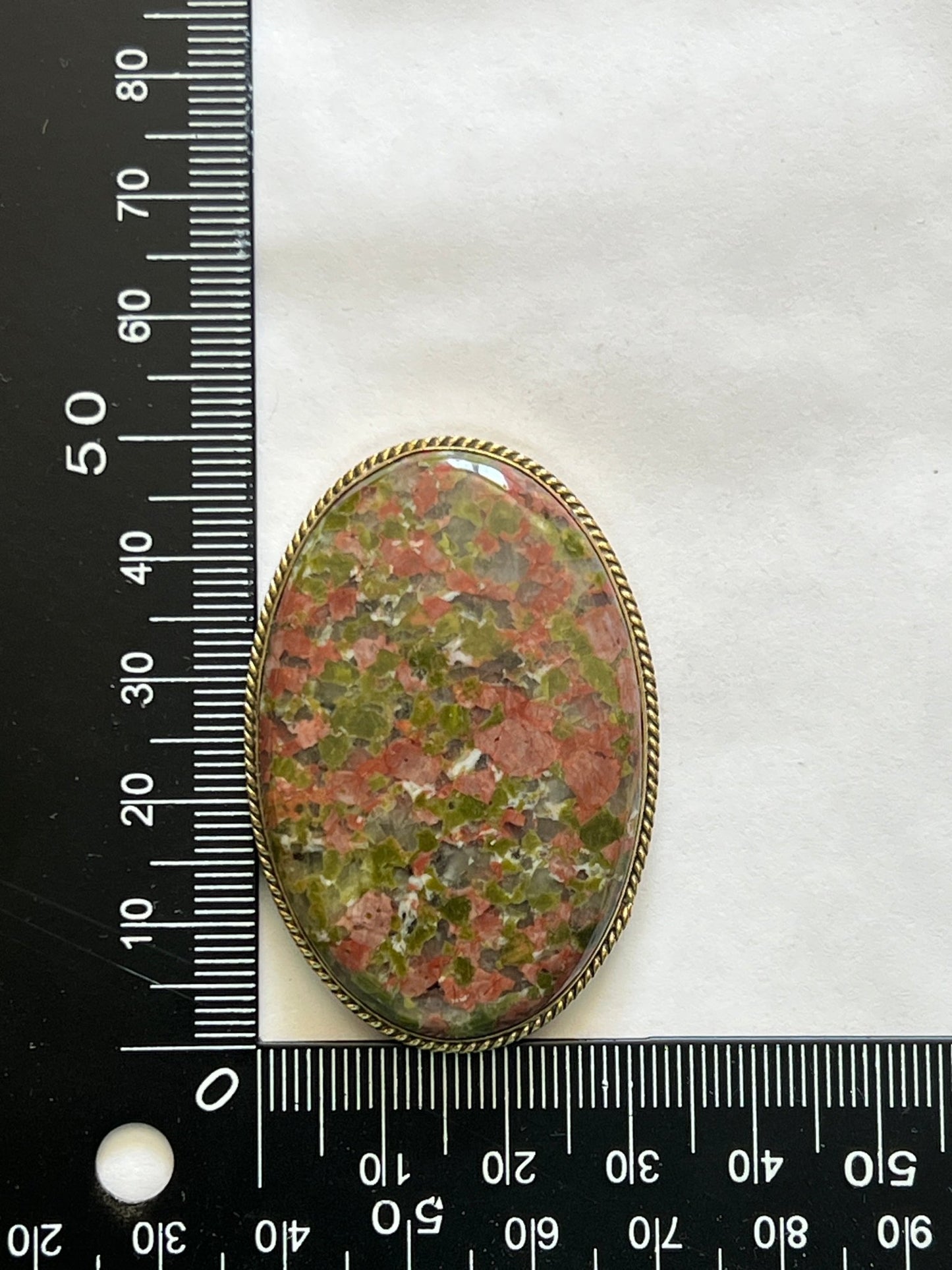 Unakite sertie doré n°D4 (5cm x 3,3cm) - Solyluna Macramé