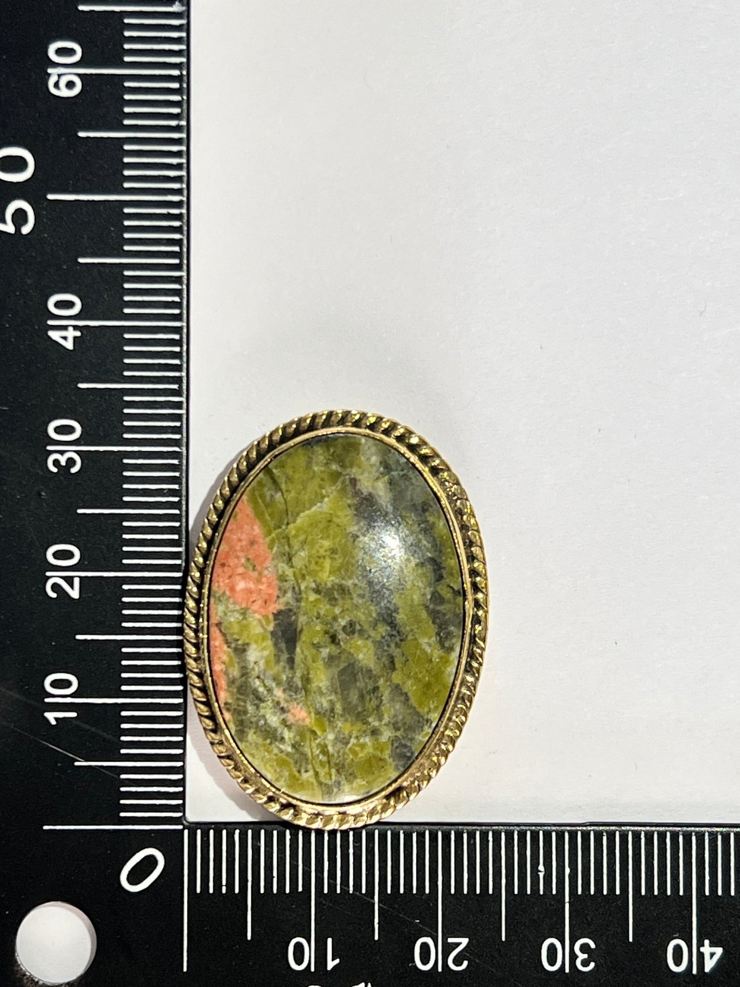 Unakite sertie doré n°D5 (3,2cm x 2,3cm) - Solyluna Macramé