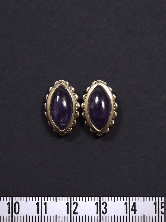 2 Pierres marquises serties de laiton - Solyluna Macramé