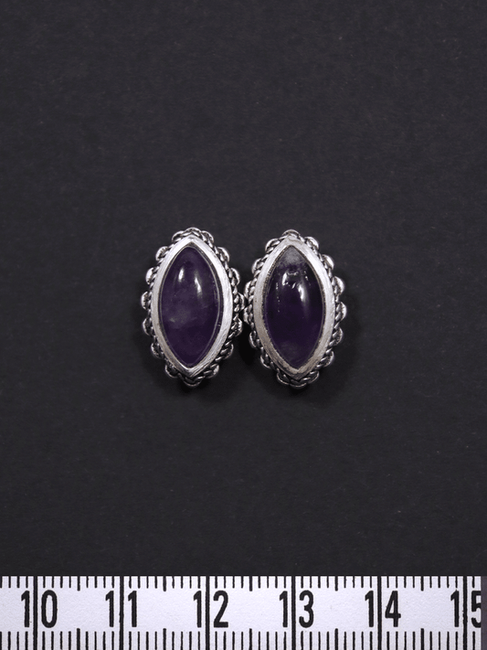 2 Pierres marquises serties de laiton argenté - Solyluna Macramé