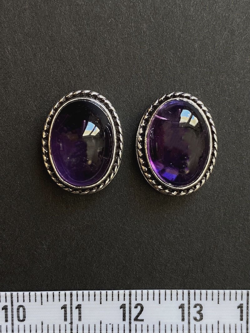 2 Pierres serties de laiton argenté de 17 mm - Solyluna Macramé
