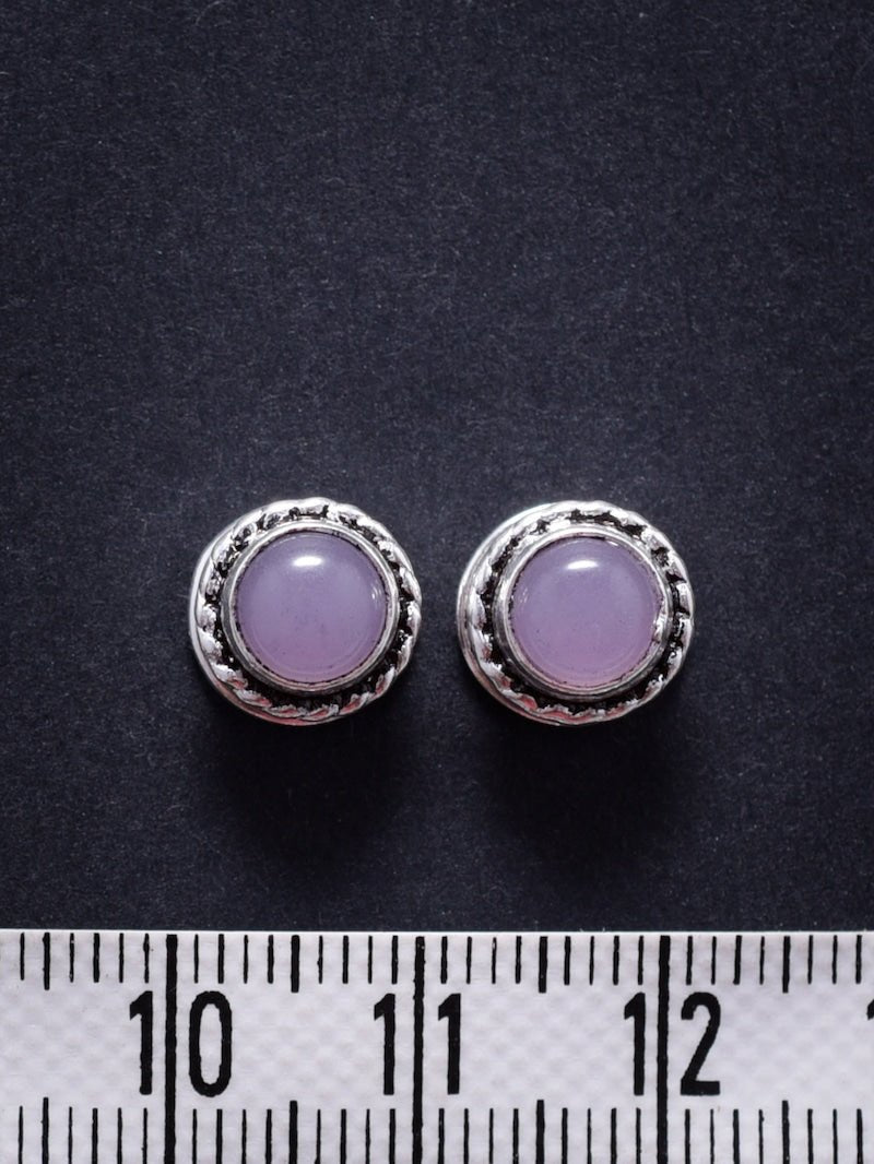2 Pierres serties de laiton argenté de 9 mm - Solyluna Macramé