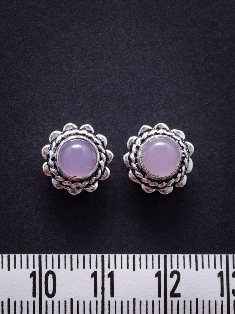 2 Pierres serties de laiton argenté "fleur" de 9 mm - Solyluna Macramé
