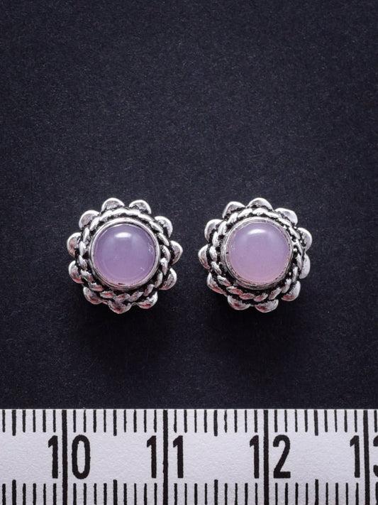 2 Pierres serties de laiton argenté "fleur" de 9 mm - Solyluna Macramé