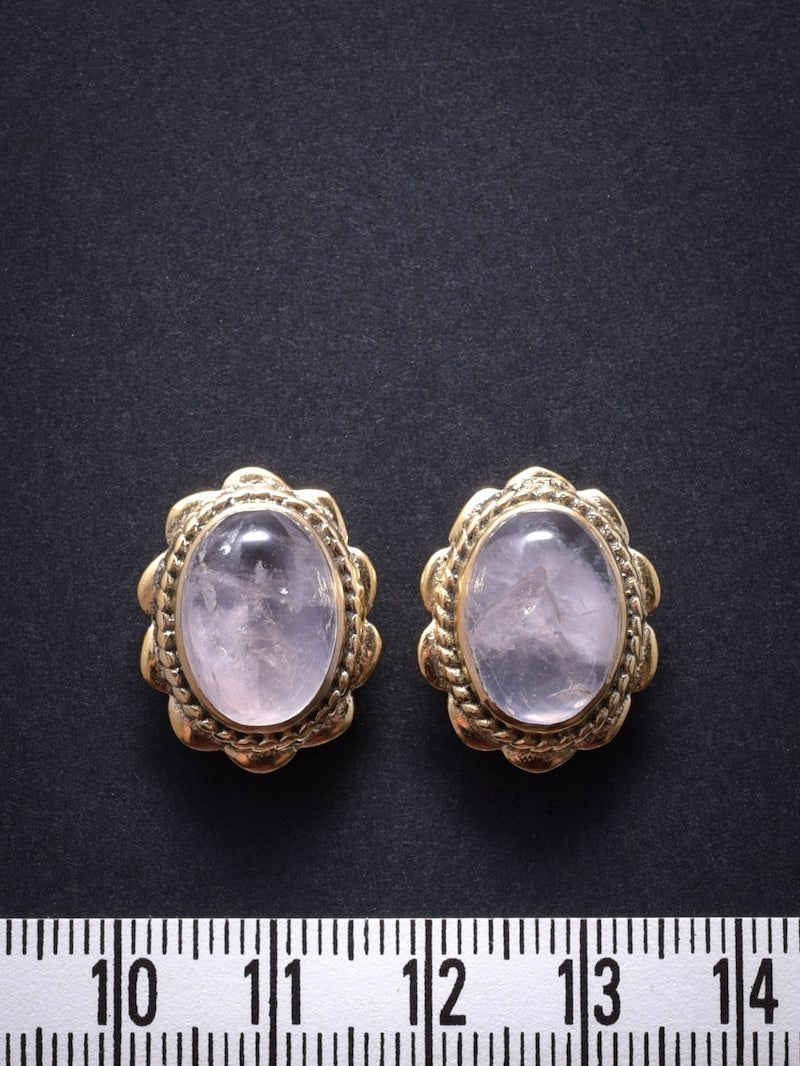 2 Pierres serties de laiton "fleur" de 17 mm - Solyluna Macramé