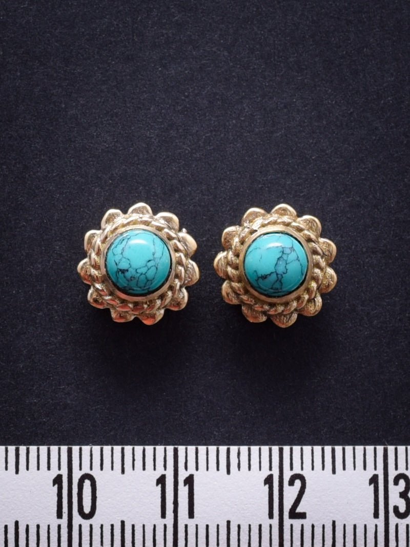 2 Pierres serties de laiton "fleur" de 9 mm - Solyluna Macramé