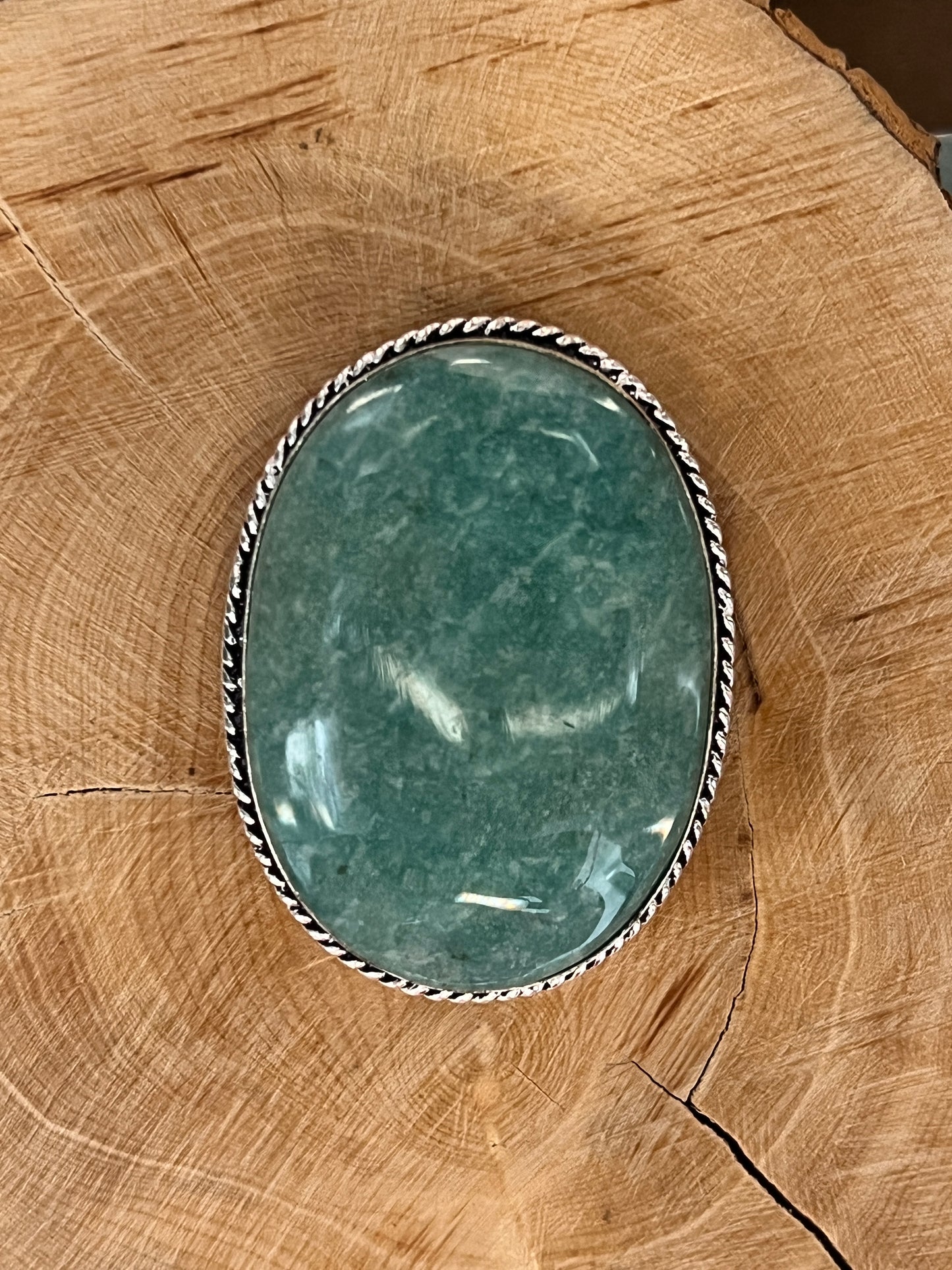 Amazonite sertie argenté n°A2 (3,8 cm x 2,8 cm)