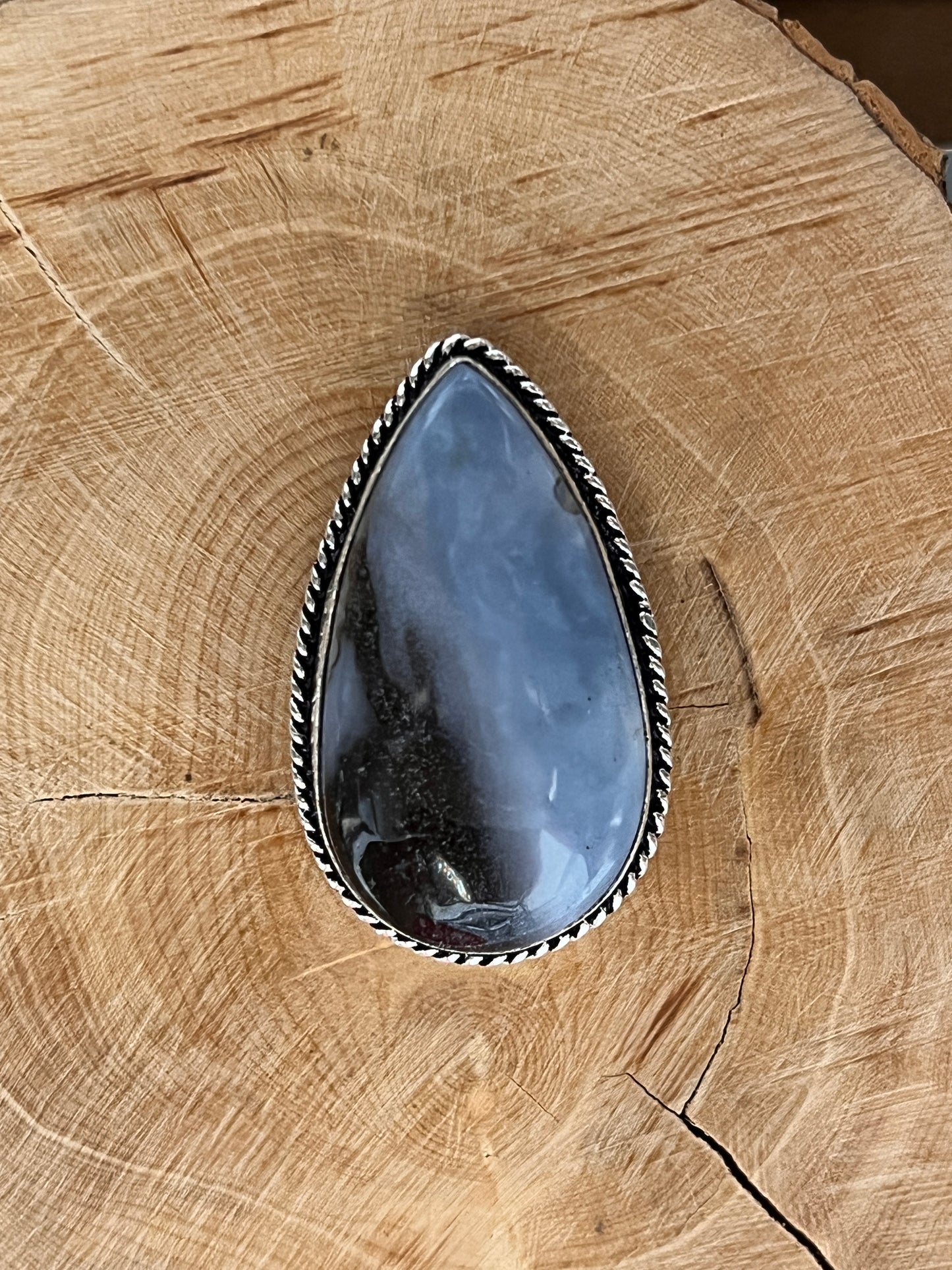 Opale Bleue sertie argenté n°A1 (3,4cm x 2cm)