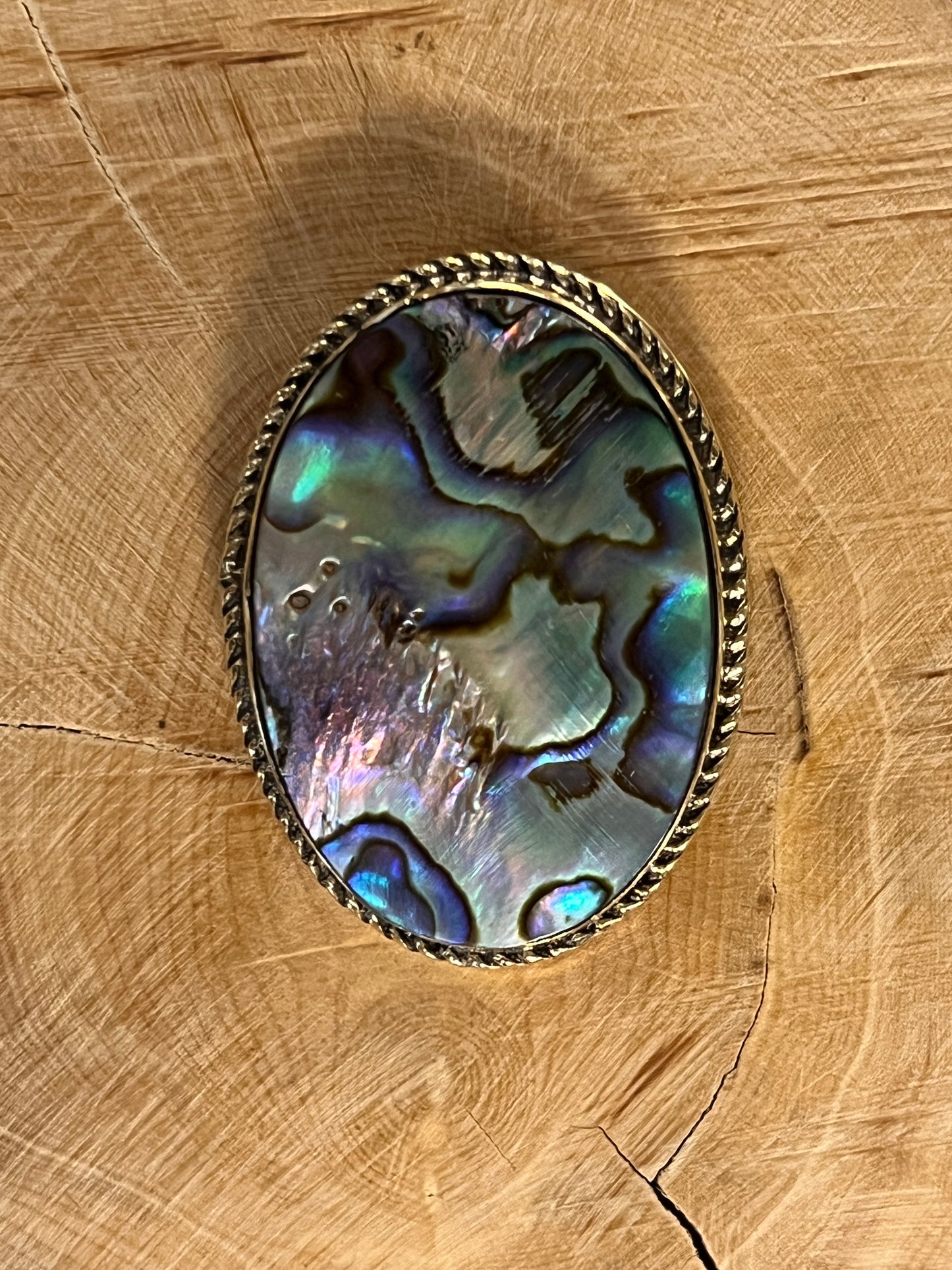 Abalone Shell sertie doré n°D3 (3,3cm x 2,4cm)