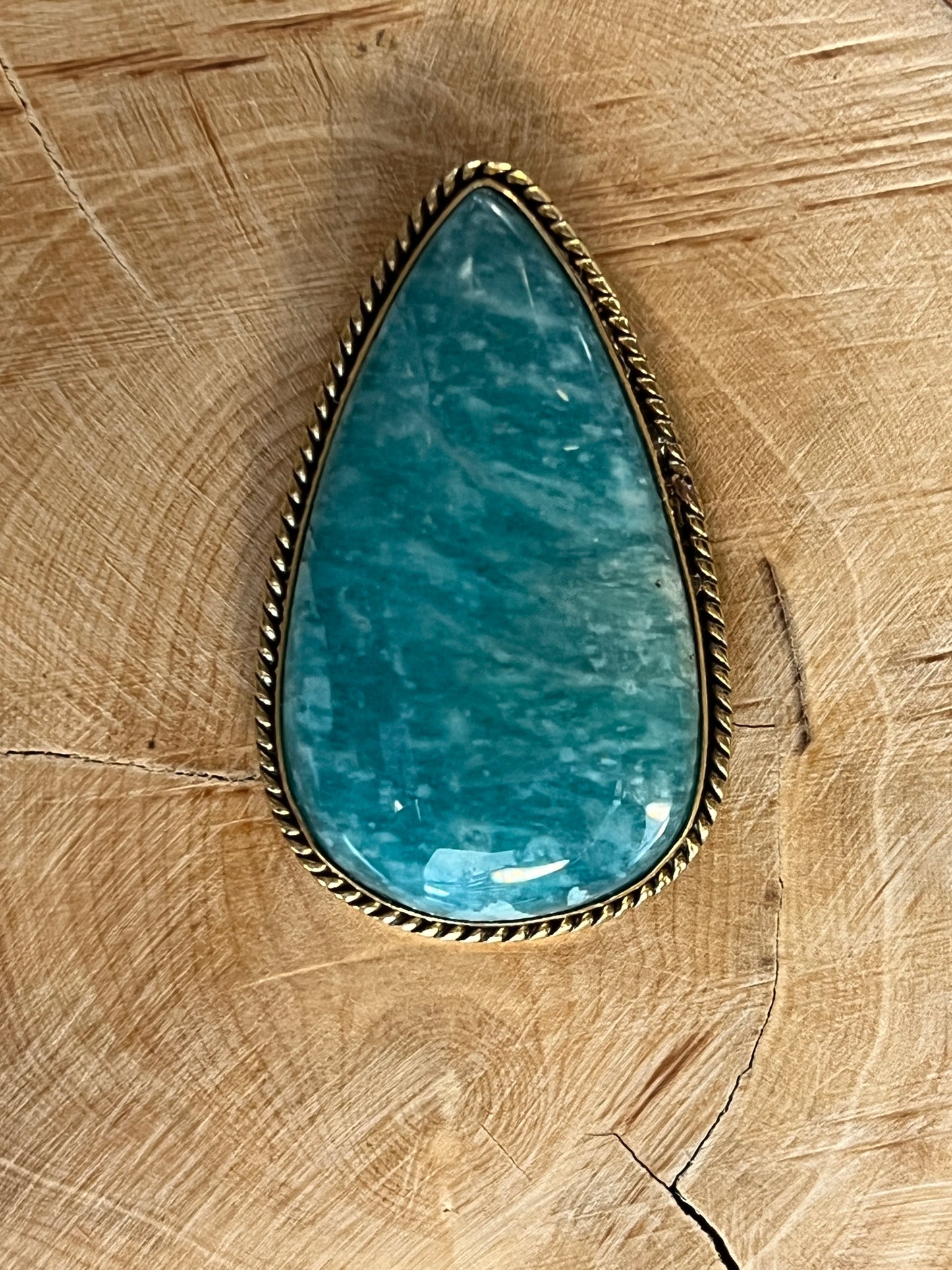 Amazonite sertie dorée n°D1 (3,7cm x 2,1cm)