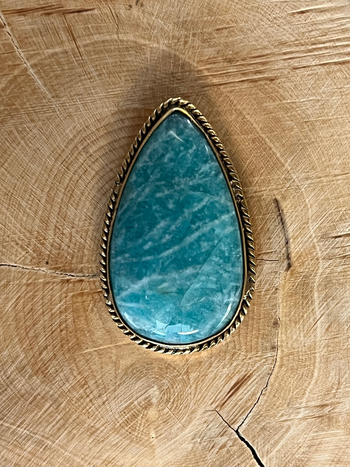 Amazonite sertie dorée n°D2 (3,3cm x 1,9cm)