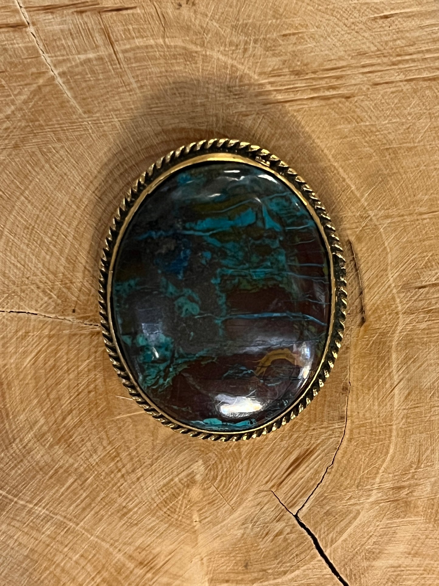 Azurite sertie doré n°D3 (3,3cm x 2,6cm)