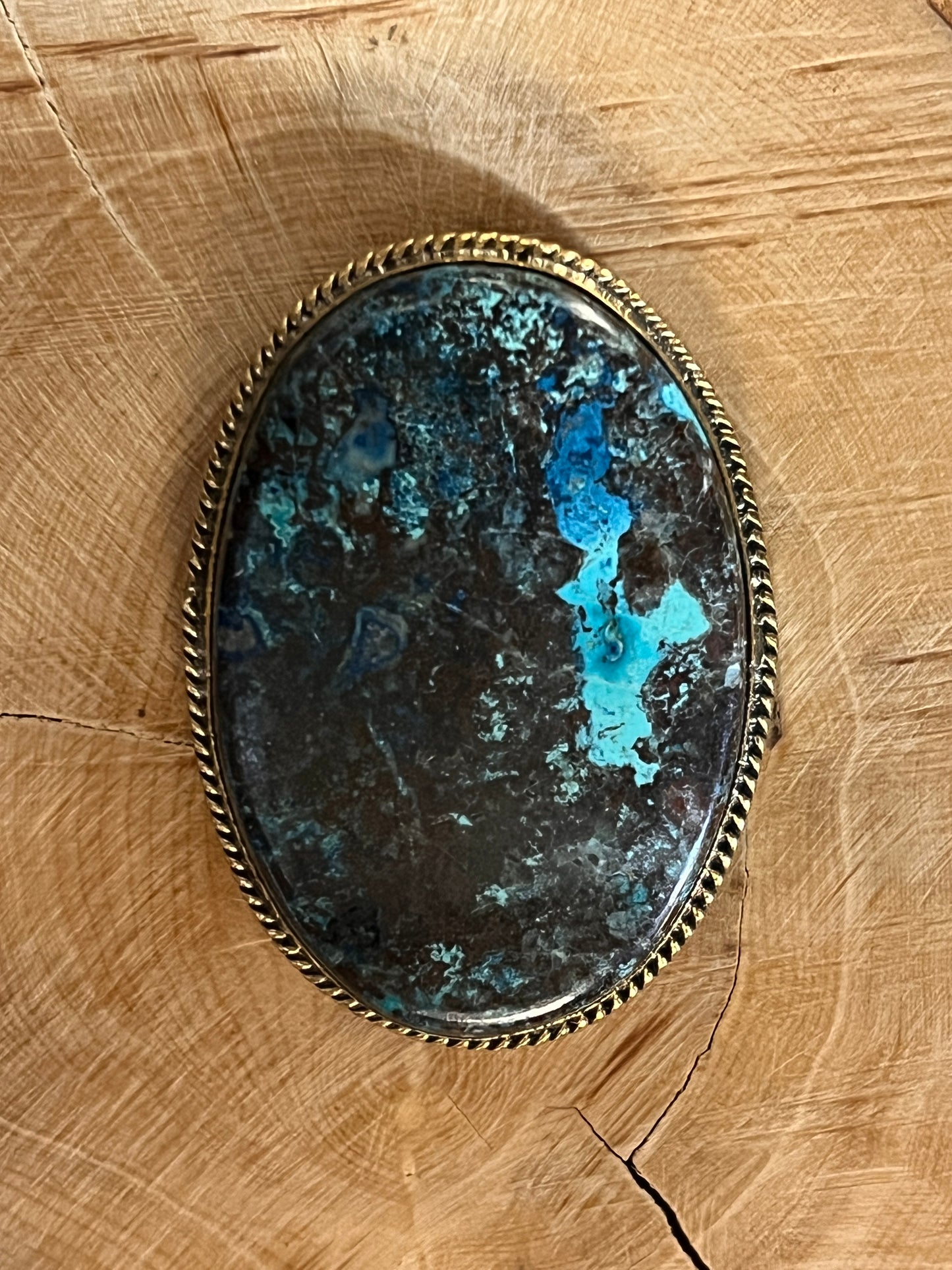 Chrysocolle sertie doré n°D1 (4cm x 2,7cm)