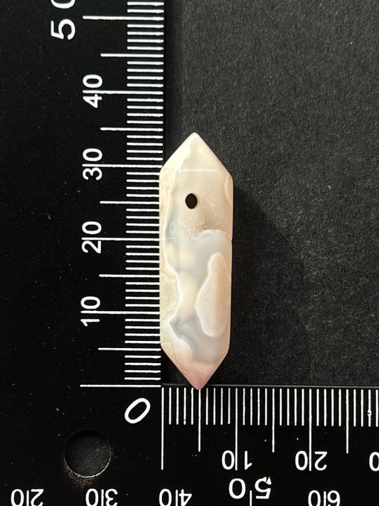 Agate fleur de cerisier double pointe n°4 (3,5cm x 1cm)