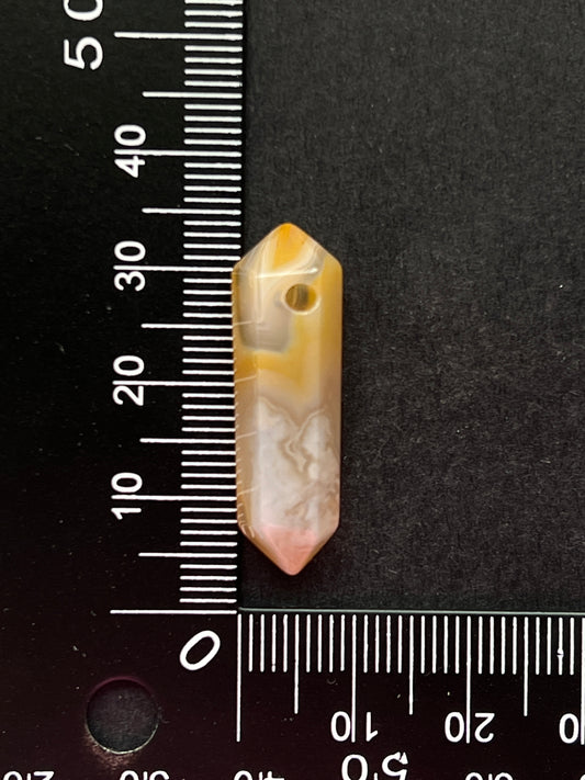 Agate fleur de cerisier double pointe  n°5 (3cm x 0,9cm)