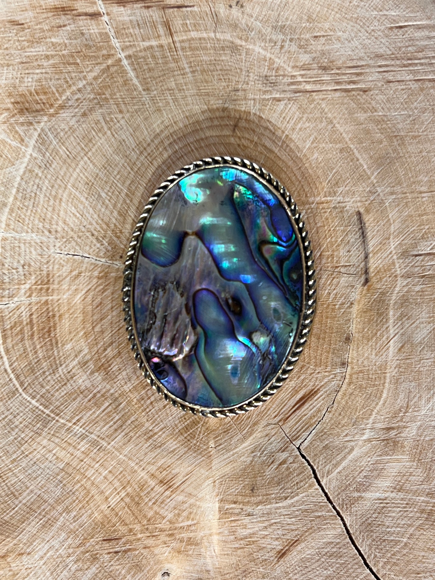 Abalone Shell sertie doré n°D3 (3,5cm x 2,7cm)
