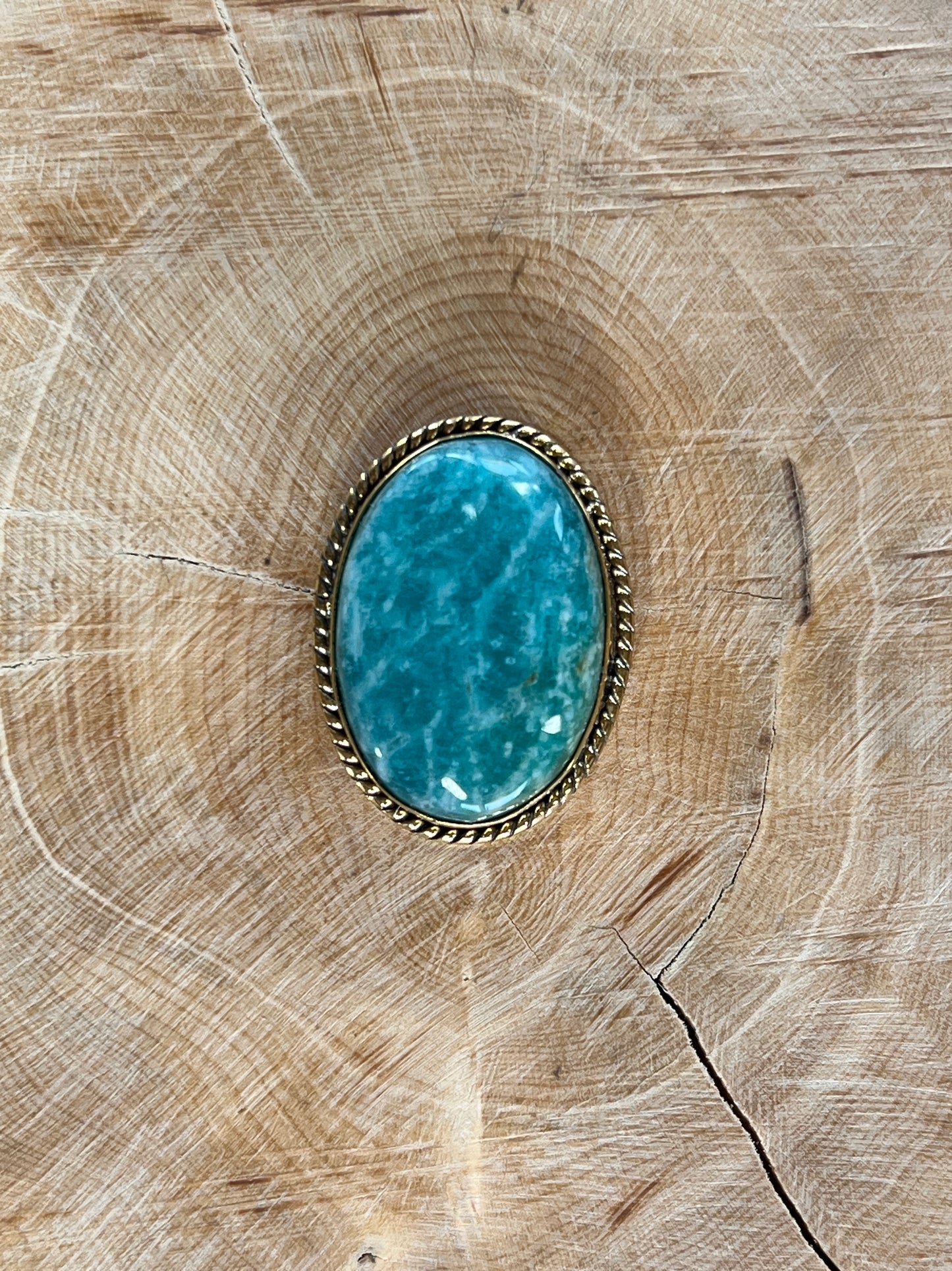 Amazonite sertie dorée n°D1 (2,5cm x 1,9cm)
