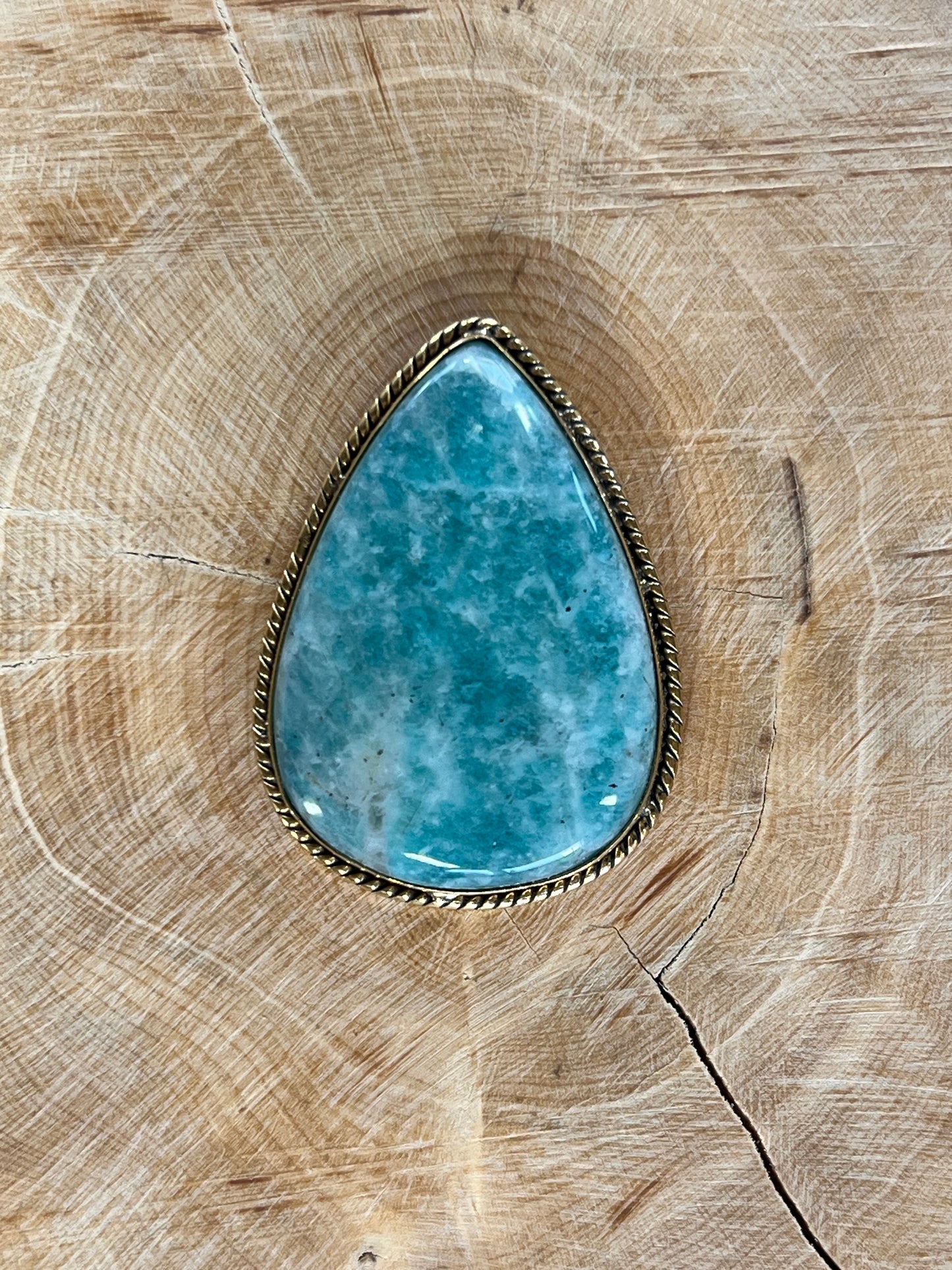 Amazonite sertie dorée n°D2 (3,6cm x 2,6cm)