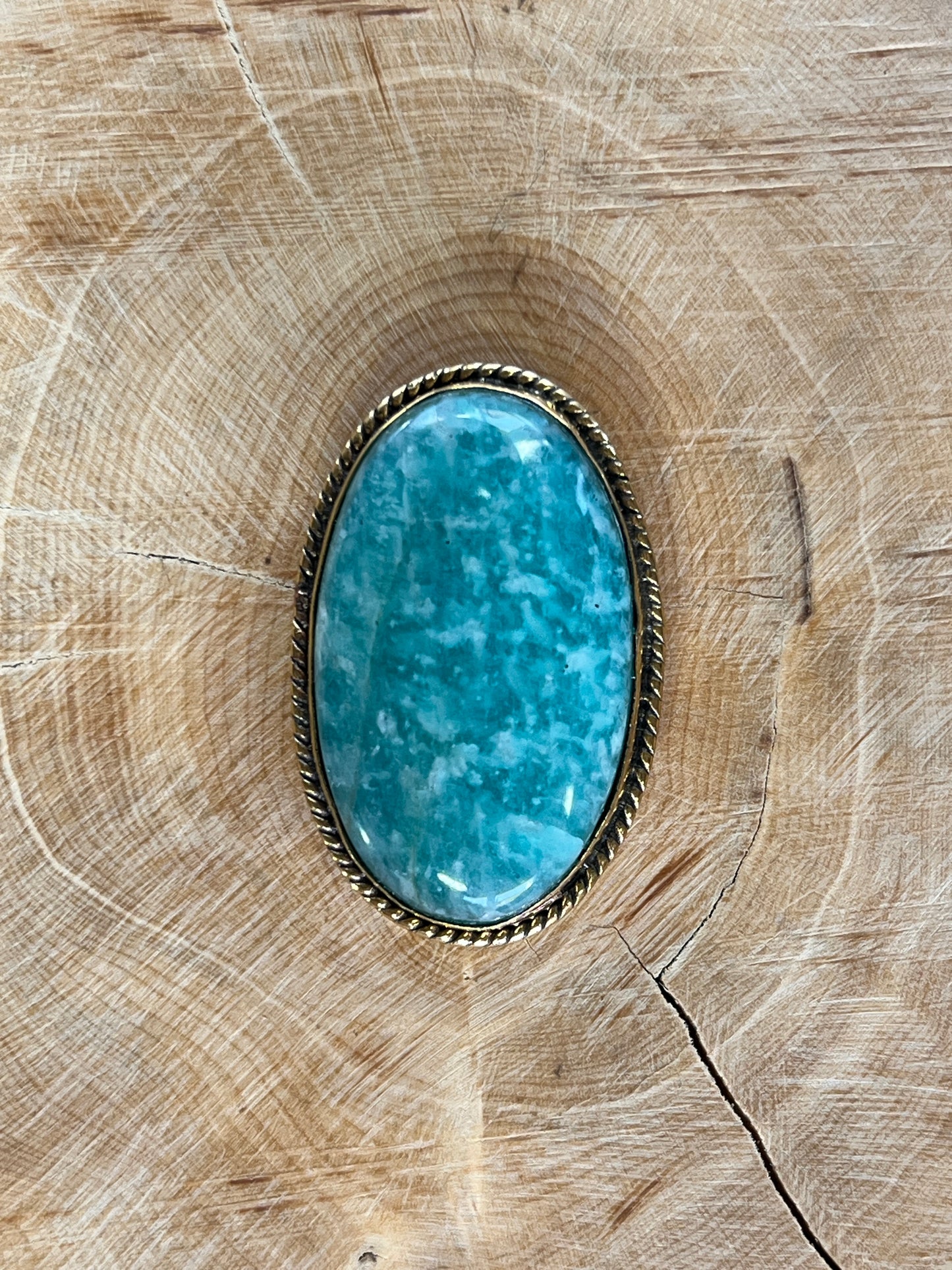 Amazonite sertie dorée n°D3 (3,5cm x 2,1cm)