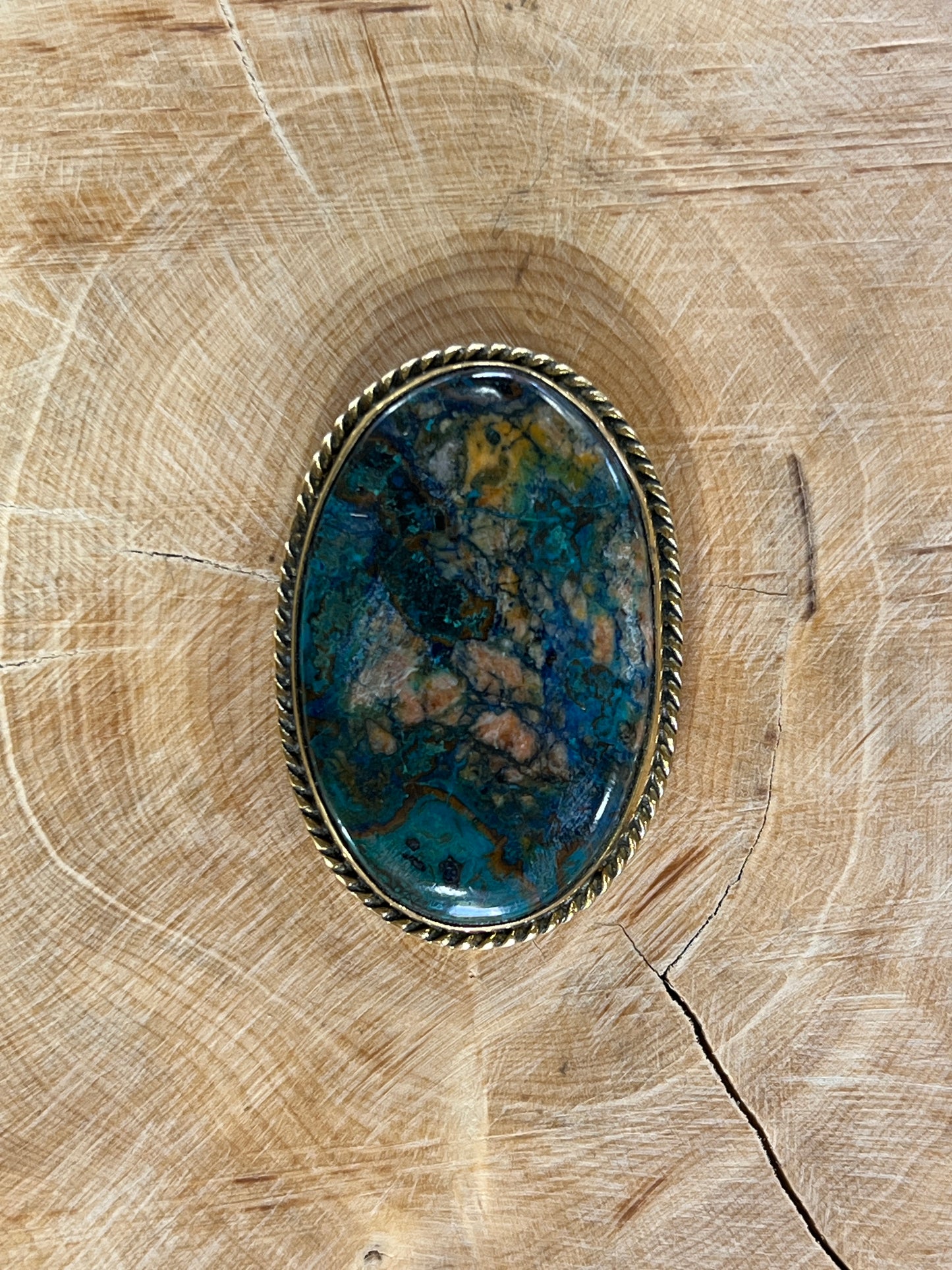 Azurite sertie doré n°D1 (3,7cm x 2,5cm)