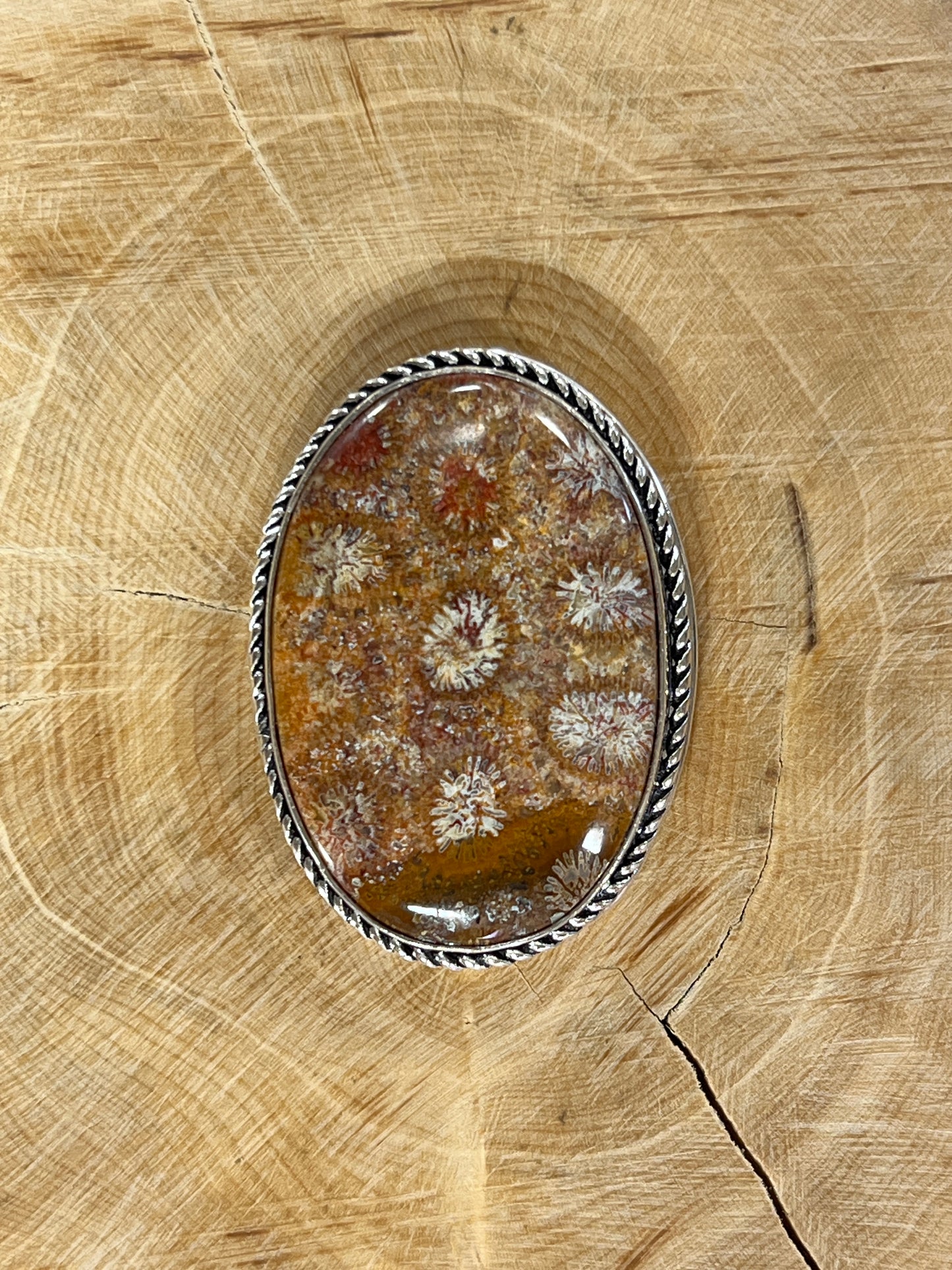 Fossile Corail sertie argenté n°A4 (3,9cm x 2,8cm)