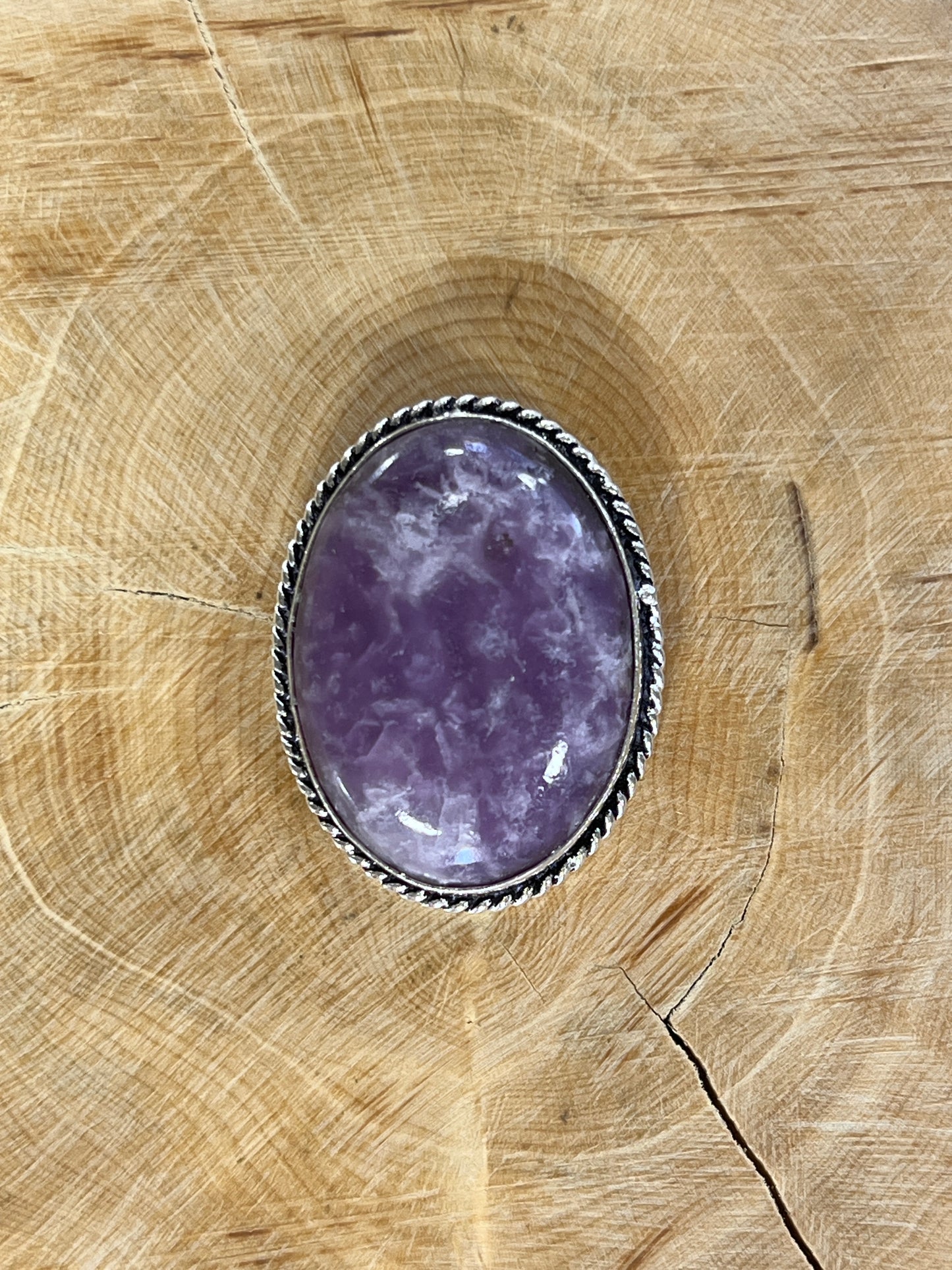 Lépidolite sertie argenté n°A3 (3,1cm x 2,4cm)