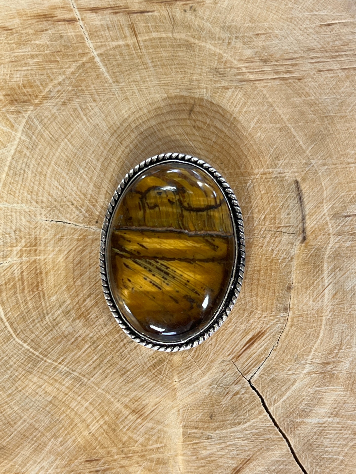 Oeil de Tigre sertie argenté n°A9 (3,2cm x 2,3cm)