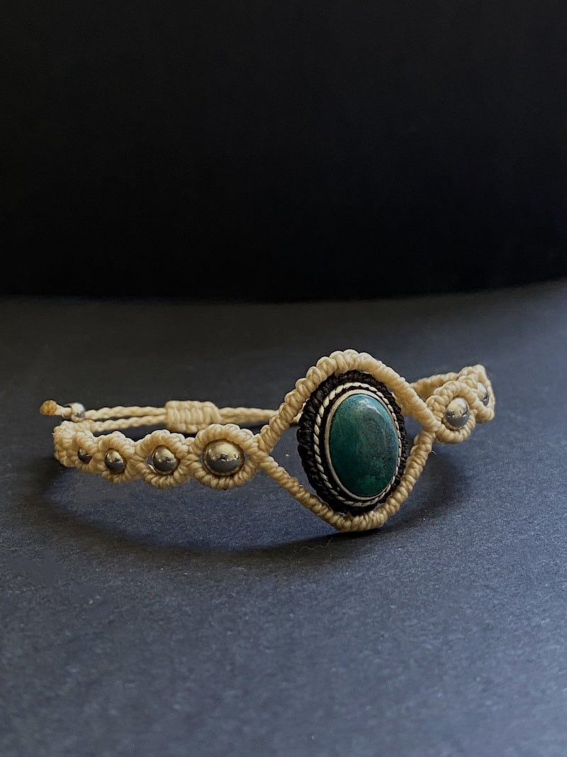 Bracelet chrysocolle rainurée beige 2