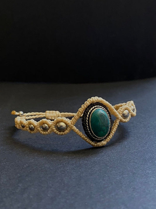 Bracelet chrysocolle rainurée beige 2