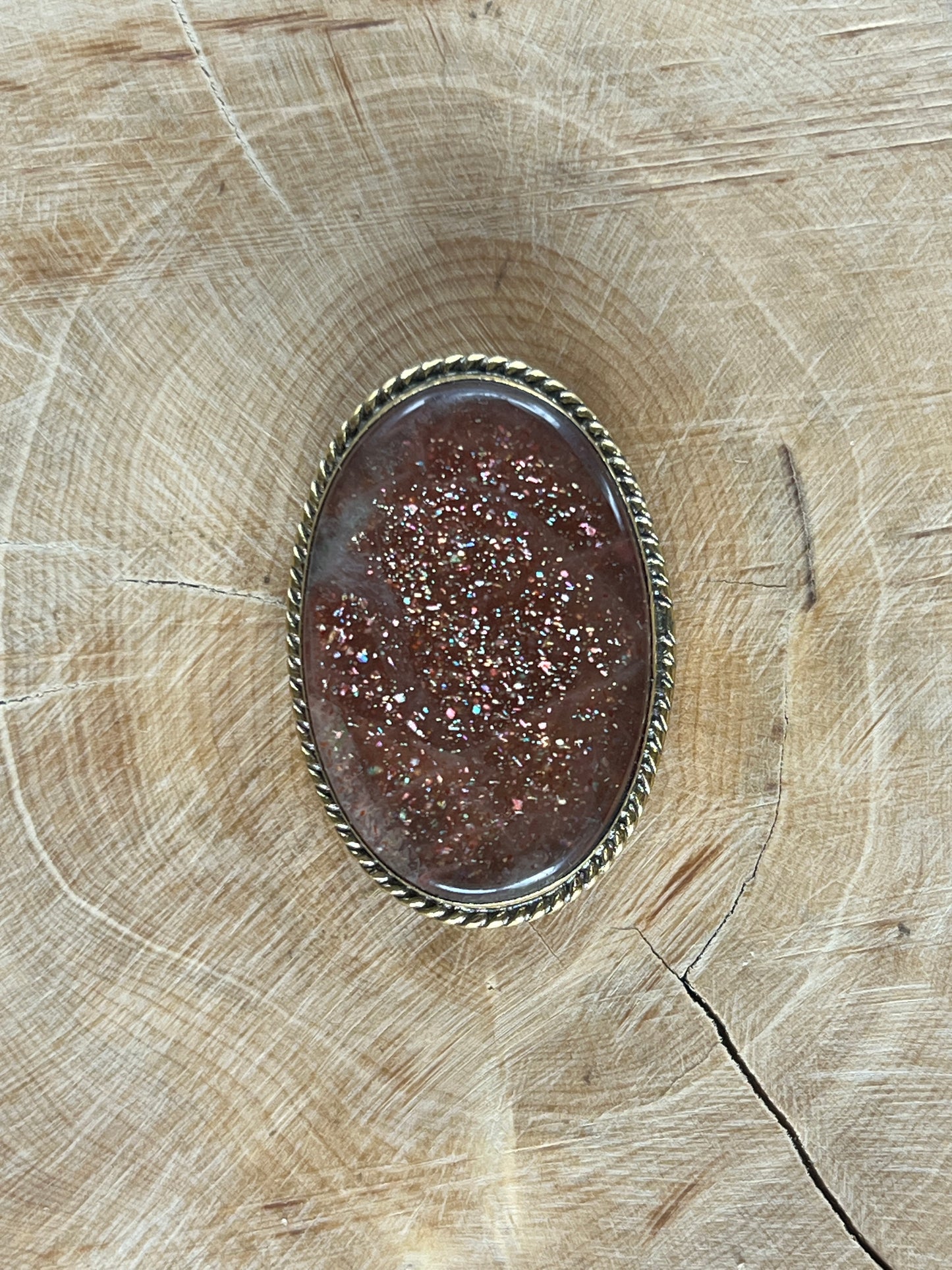 Pierre de soleil sertie doré n°D2 (3,5cm x 2,3cm)