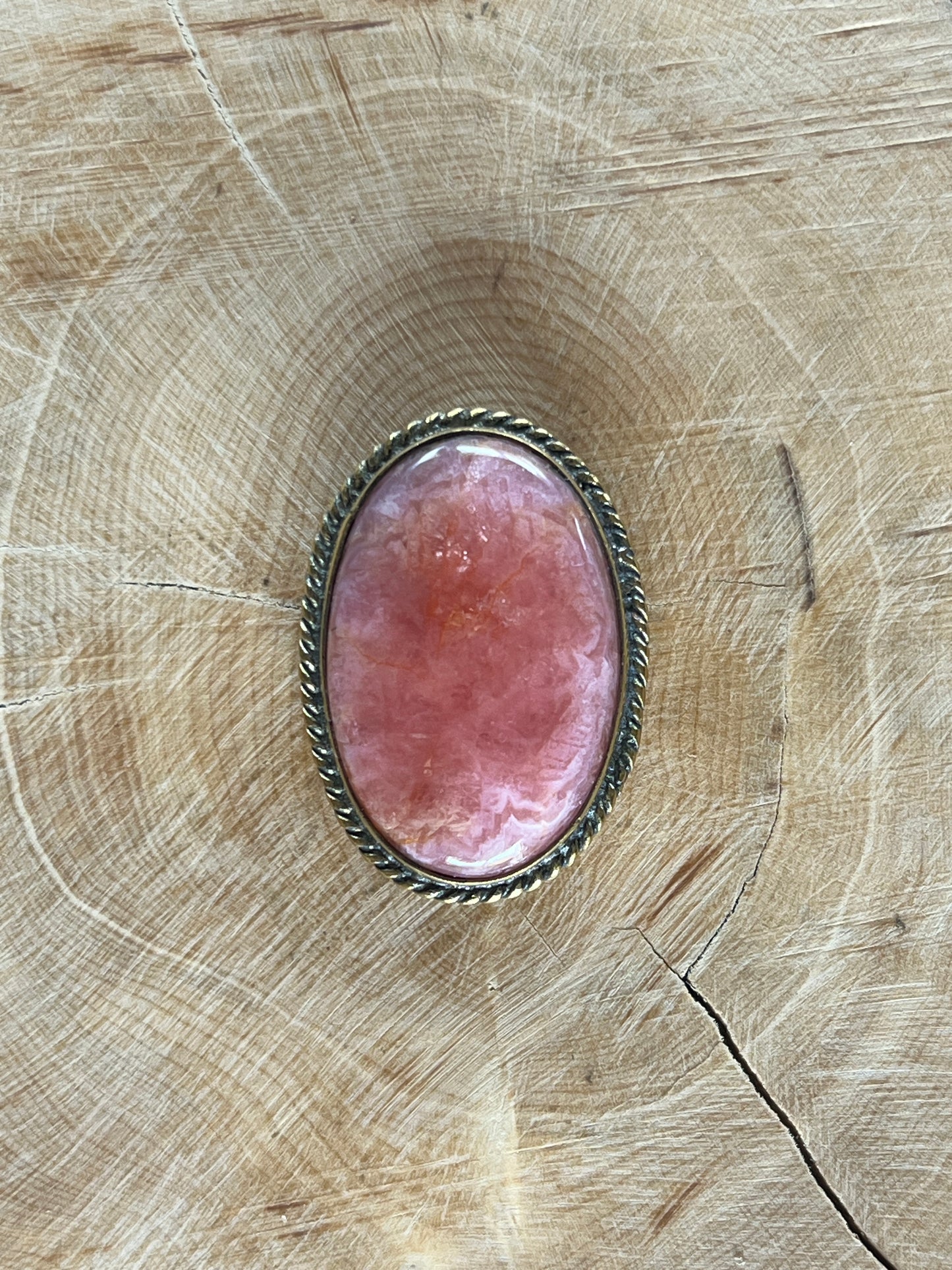 Rhodochrosite sertie doré n°D3 (2,9cm x 2,1cm)