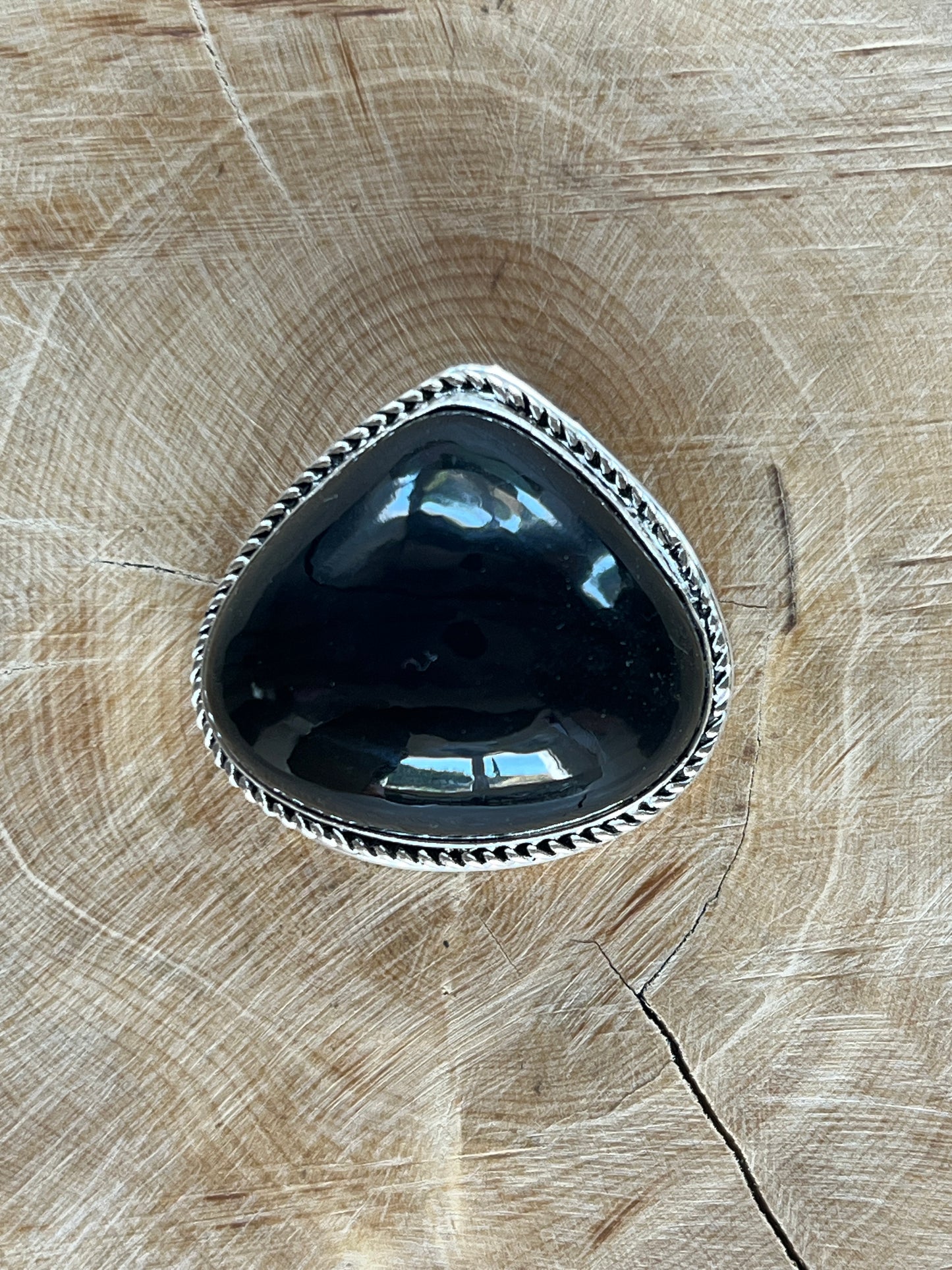 Obsidienne sertie argenté n°A5 (3,1cm x 3,2cm)