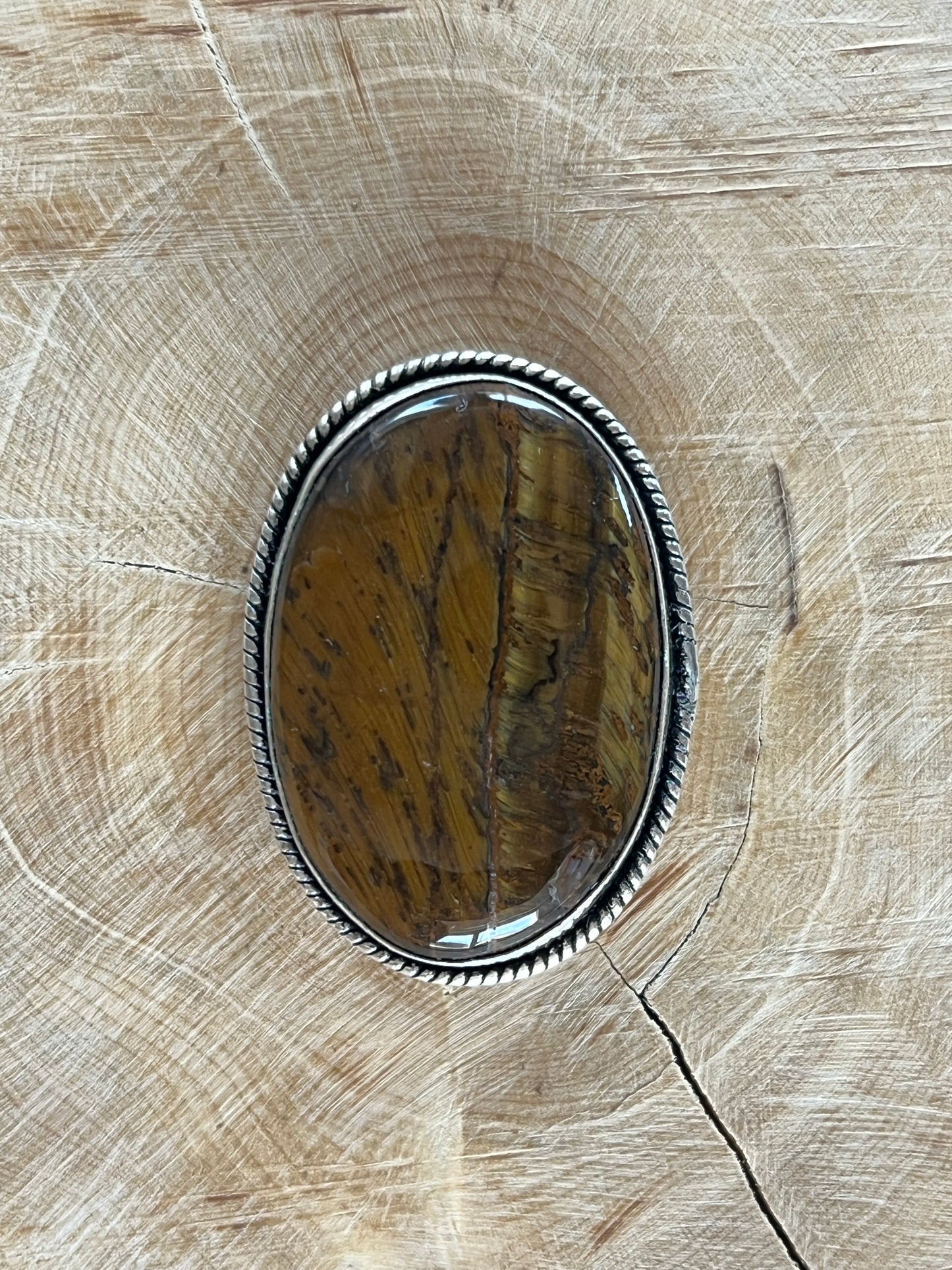 Oeil de Tigre sertie argenté n°A2 (3,7cm x 2,7cm)