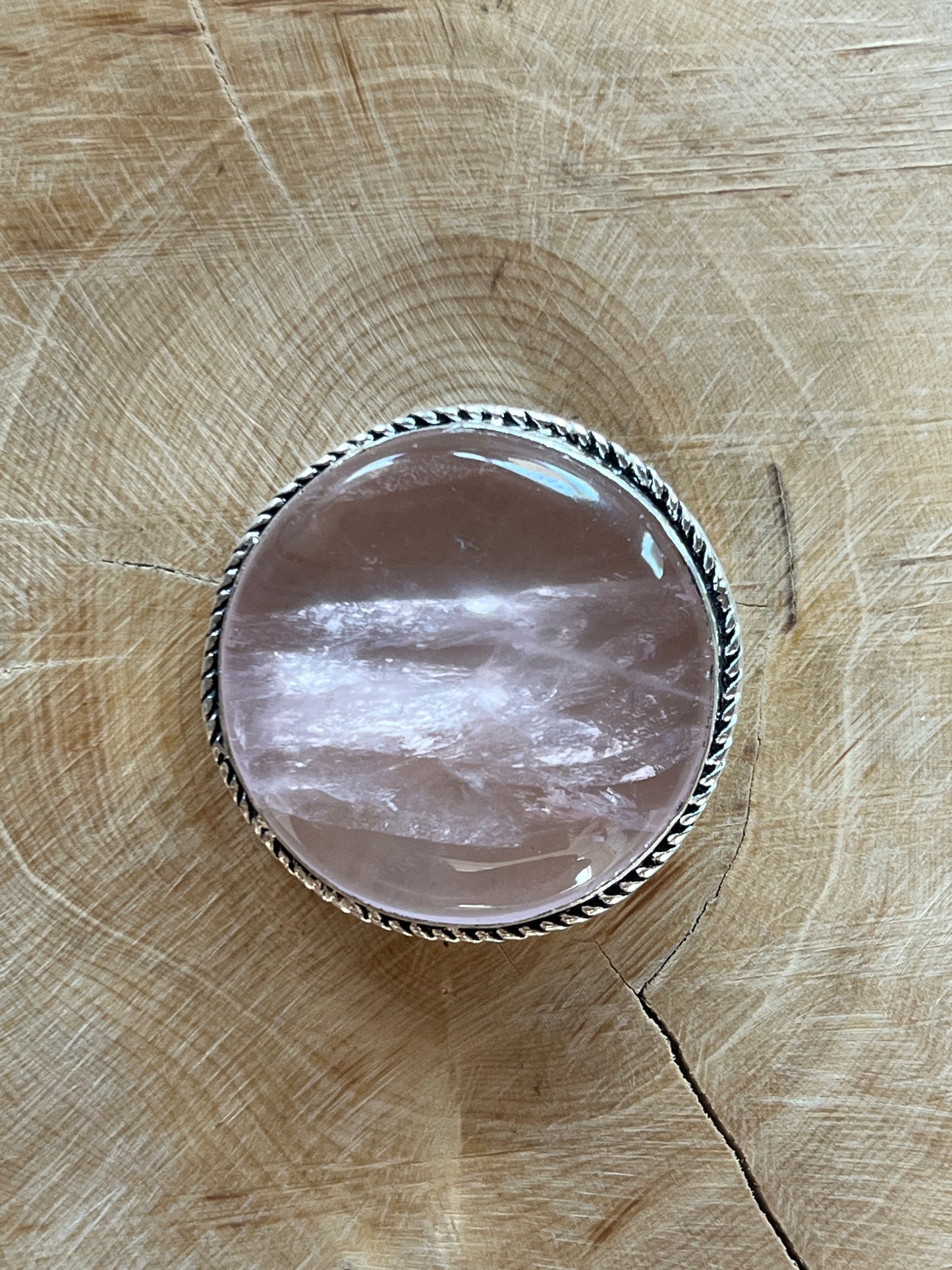 Quartz Rose sertie argenté n°A1 (3,3cm x 3,3cm)